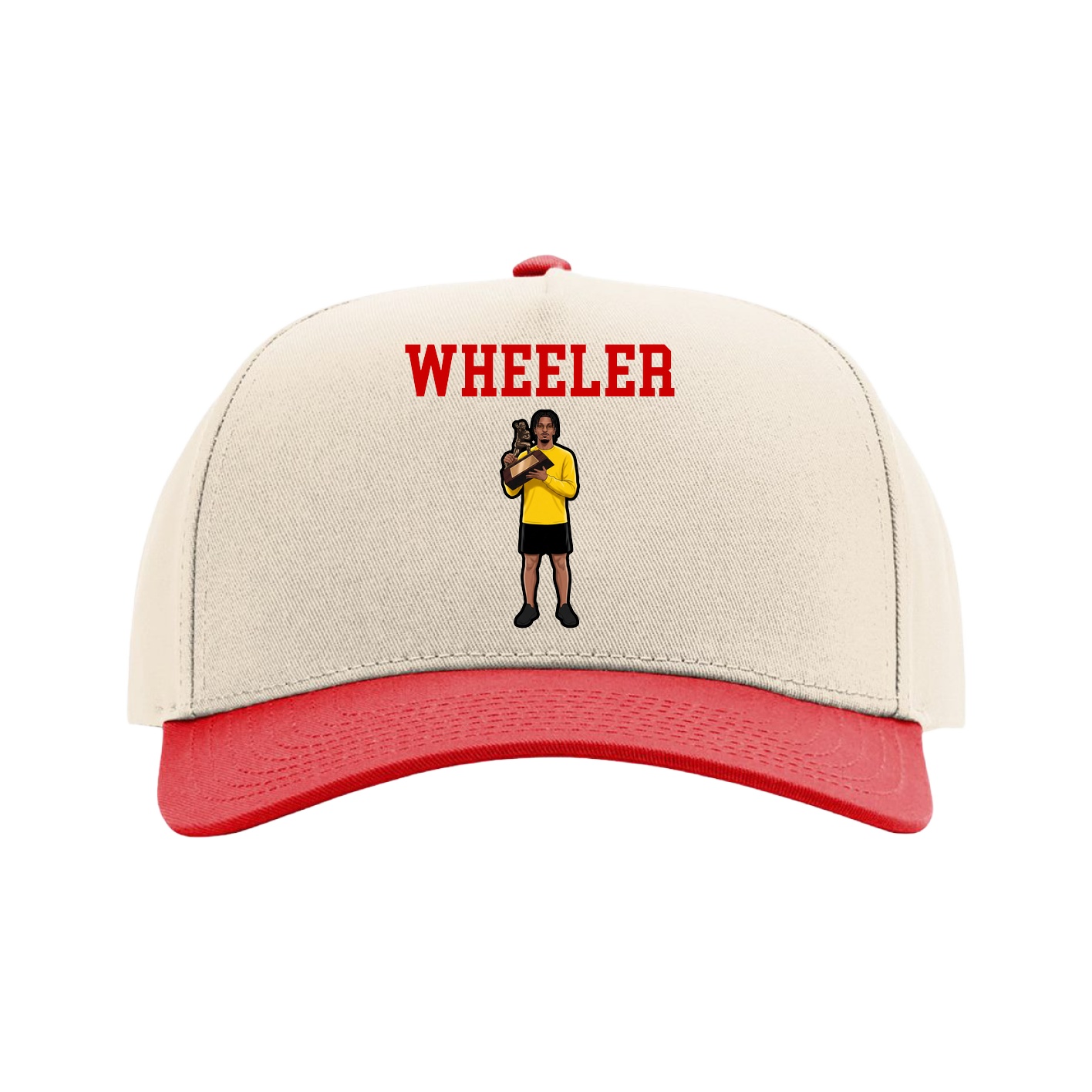 Full Fabric Five-Panel Champ Cap — Shirsey in Cream/Red