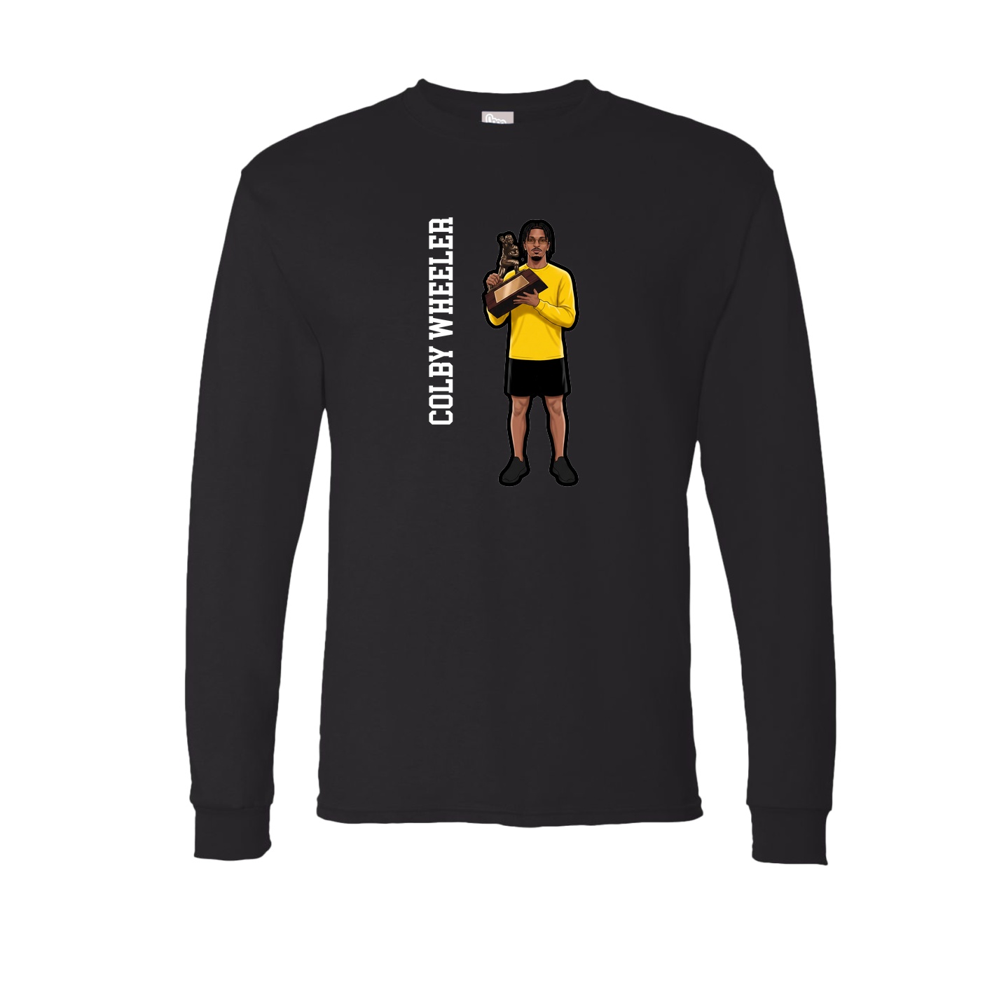 Long Sleeve Tee — Name Vertical in Black