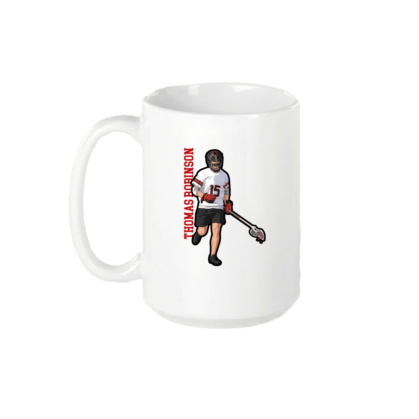 15oz Coffee Mug — Name Vertical in White