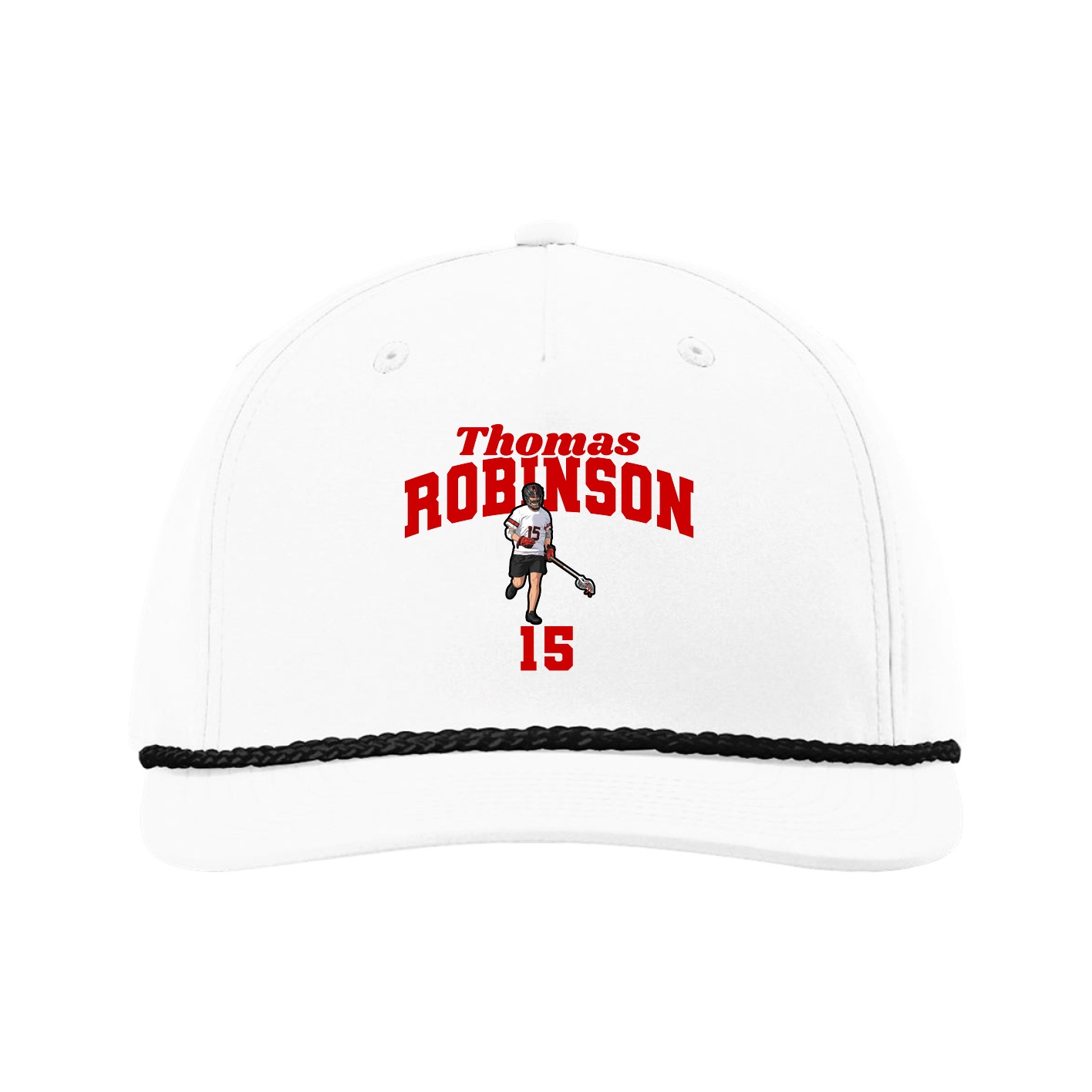 Five-Panel Classic Rope Cap — Signature Arch in White