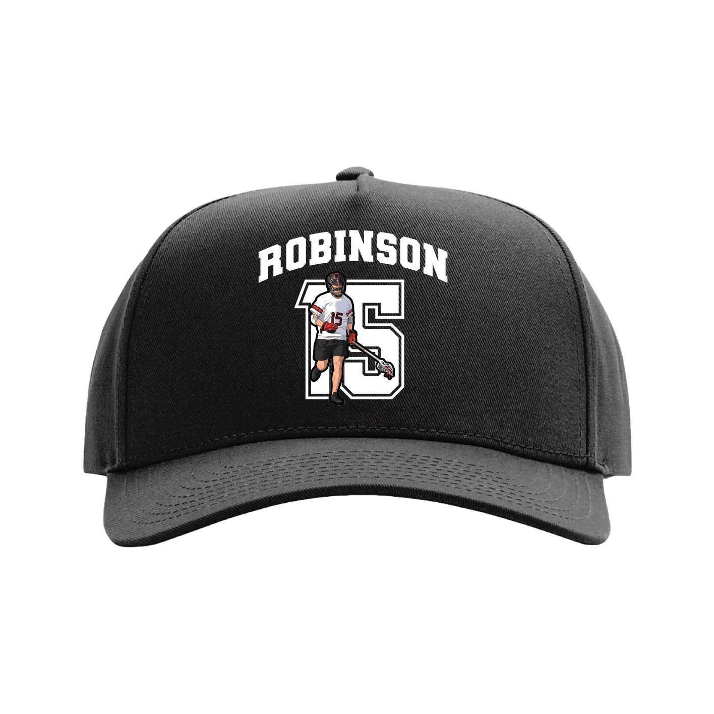 Full Fabric Five-Panel Champ Cap — Number in Black