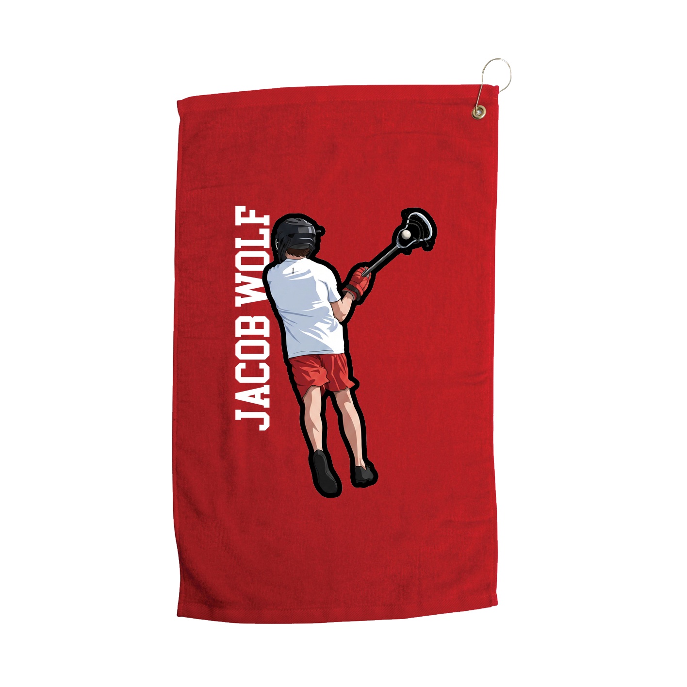 Golf Towel — Name Vertical in Red