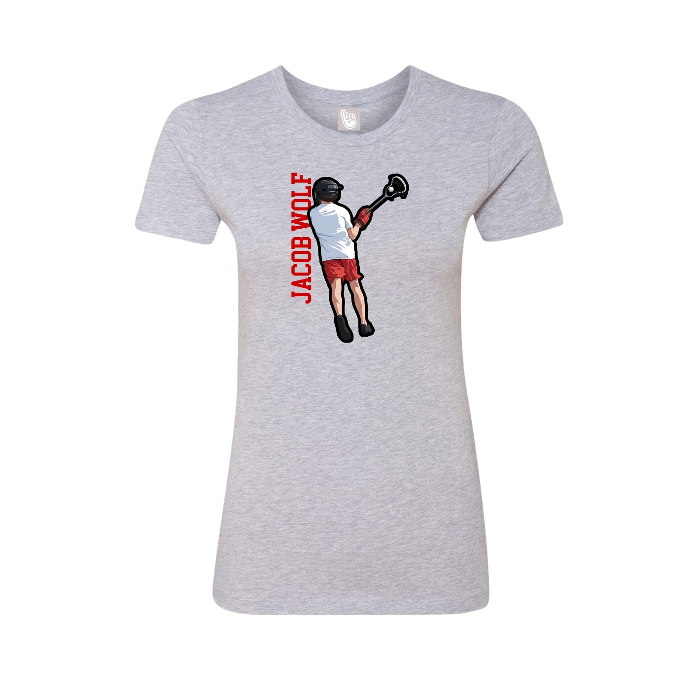 Fitted Women's Tee — Name Vertical in Grey