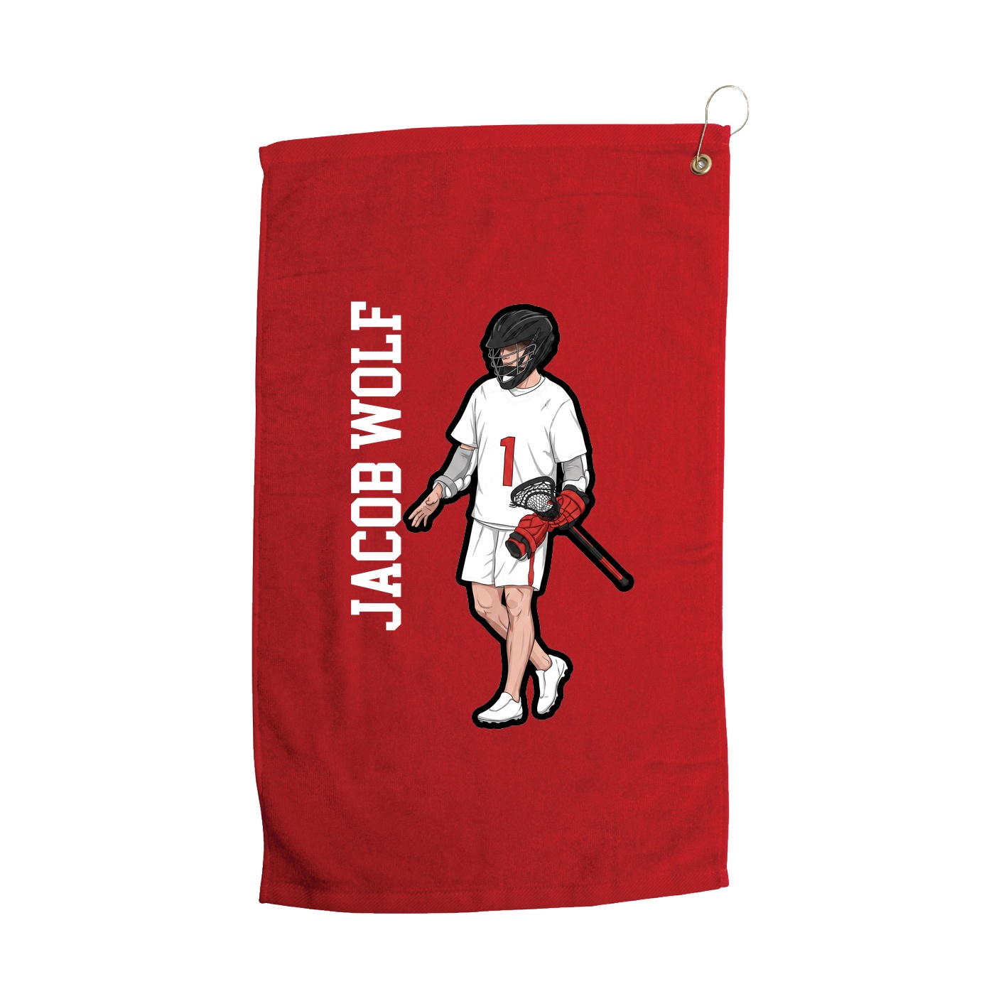Golf Towel — Name Vertical in Red