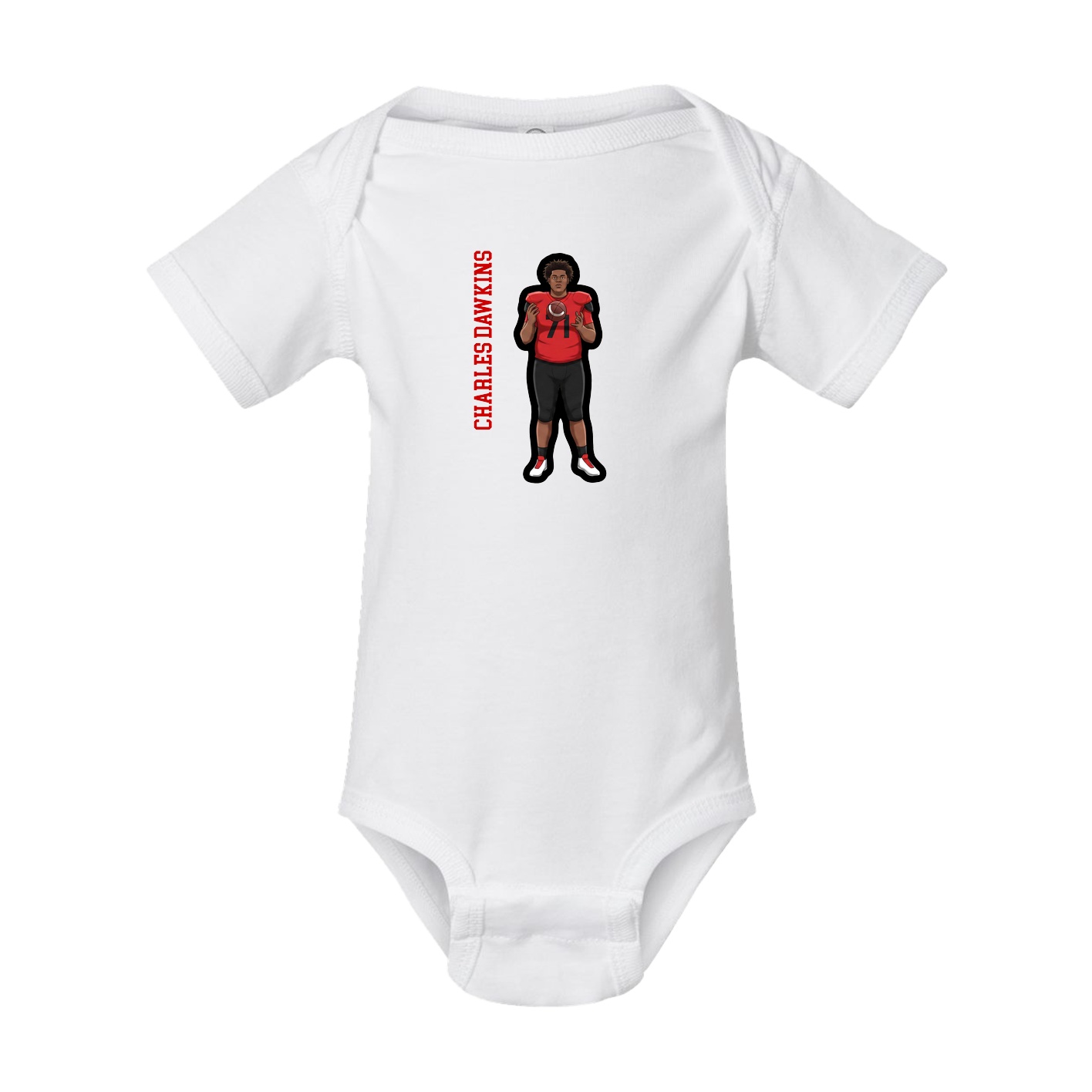 Baby Onesie — Name Vertical in White