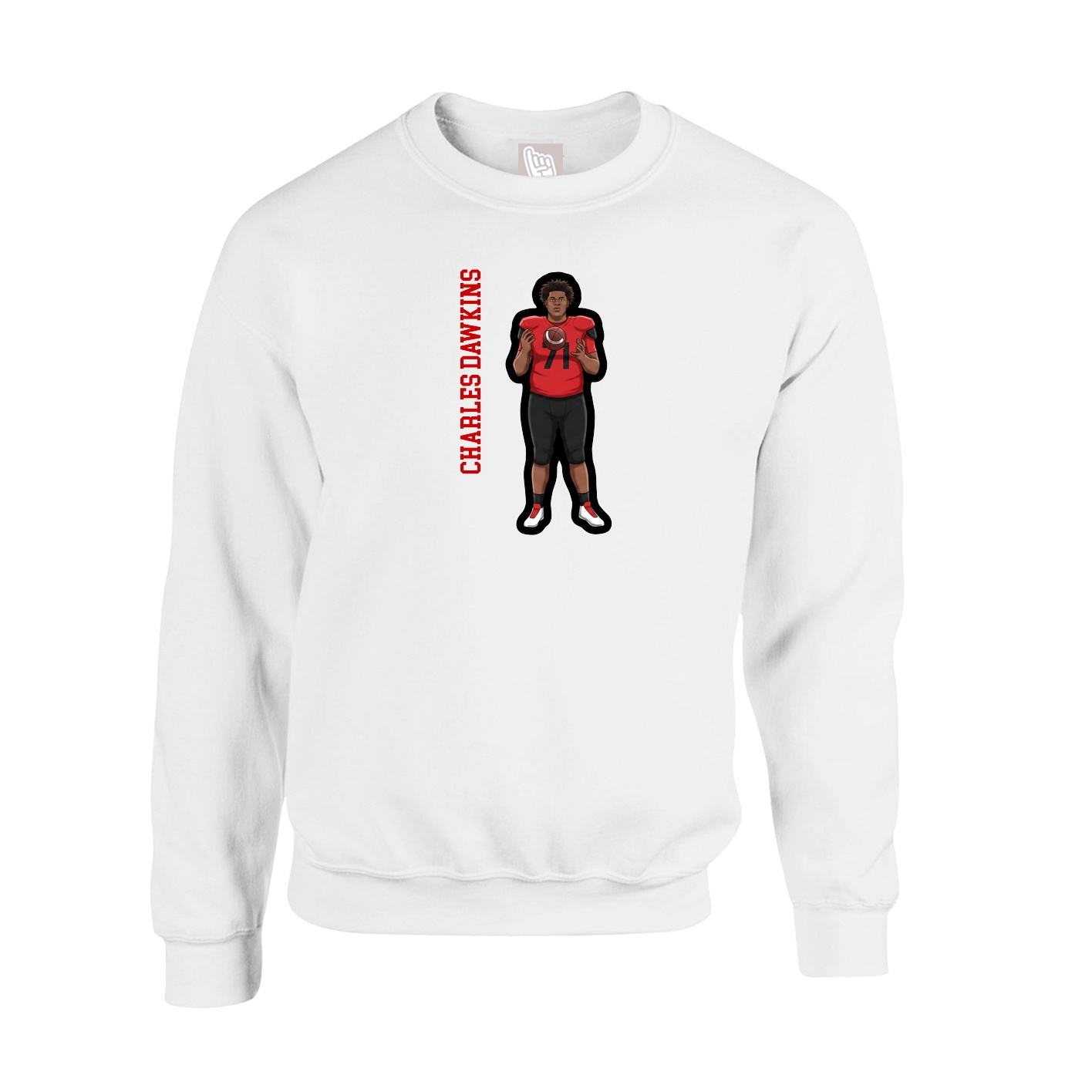 Fleece Crew — Name Vertical in White