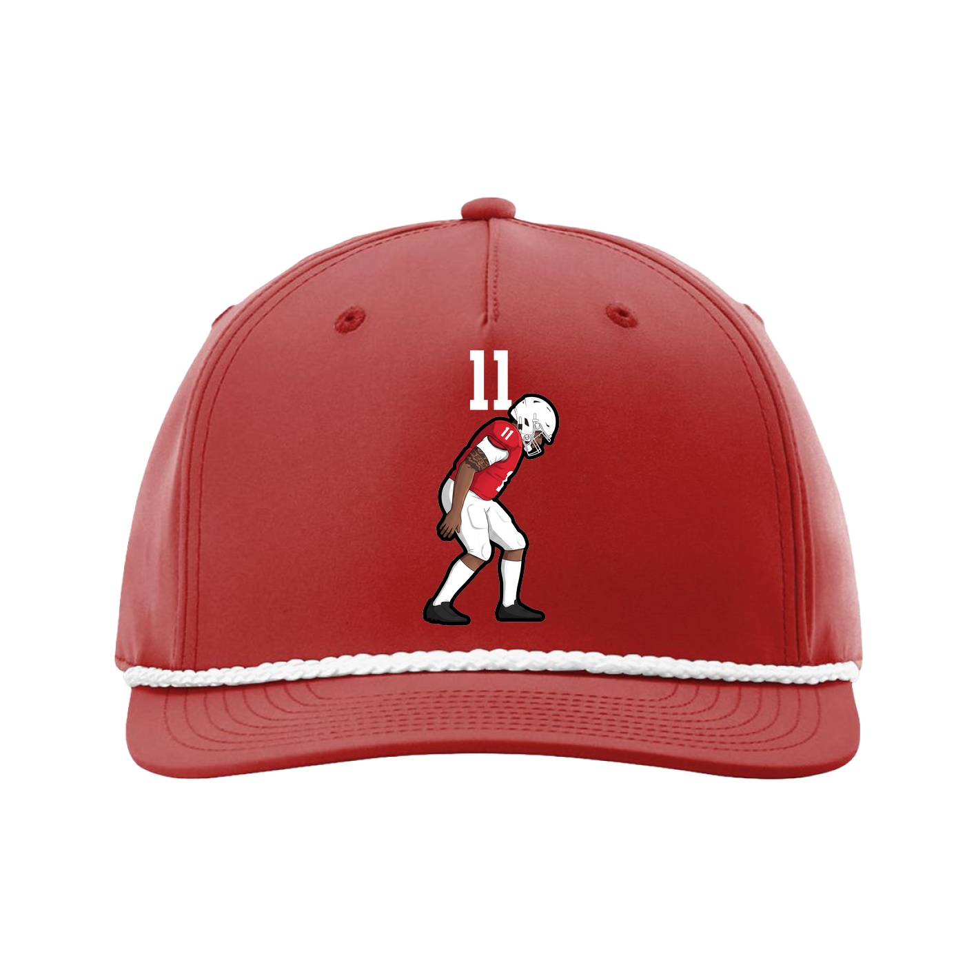 Five-Panel Classic Rope Cap — Number Top in Red