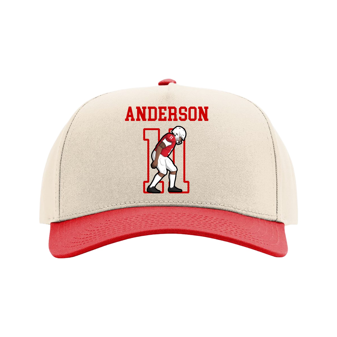 Full Fabric Five-Panel Champ Cap — Shirsey in Cream/Red