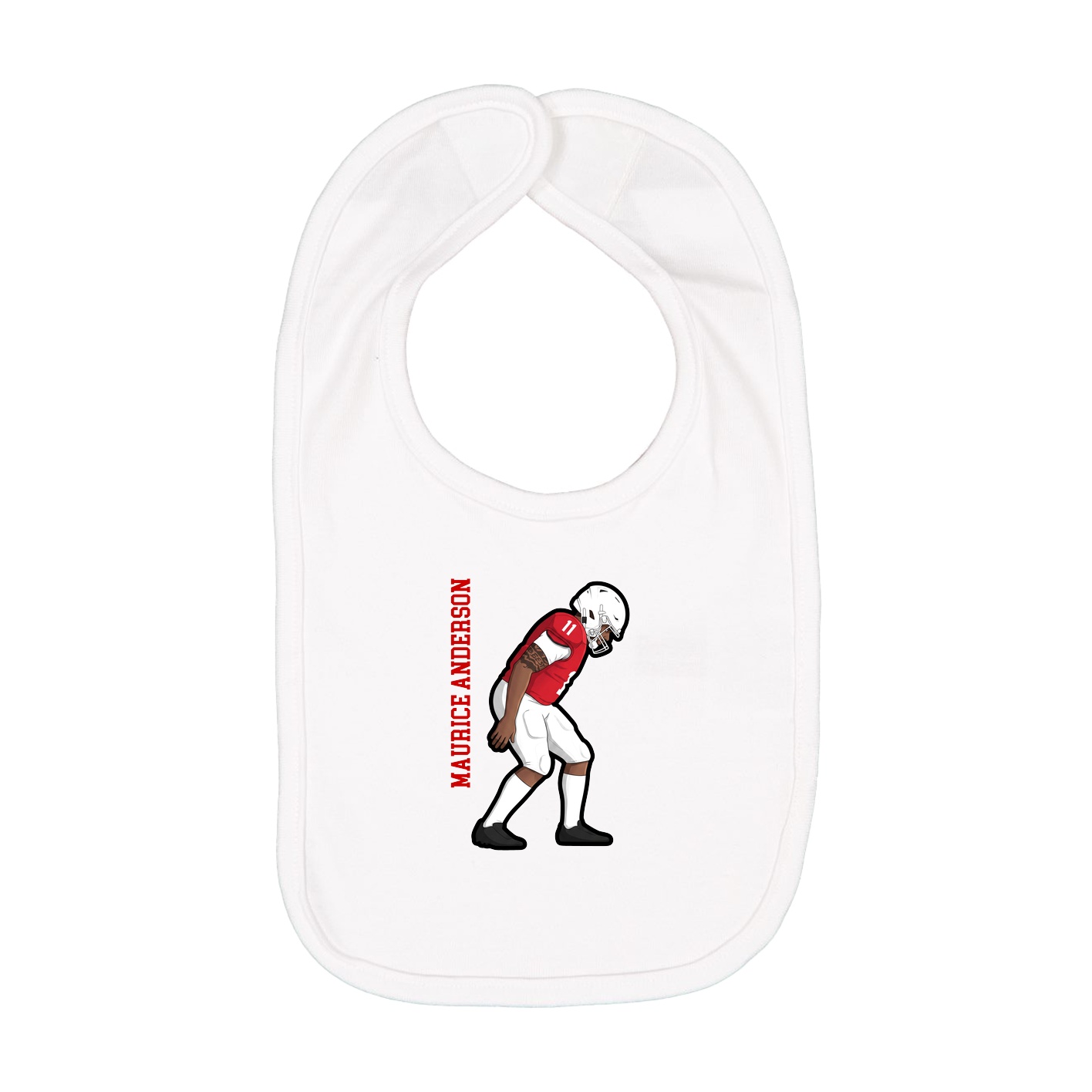 Infant Bib — Name Vertical in White