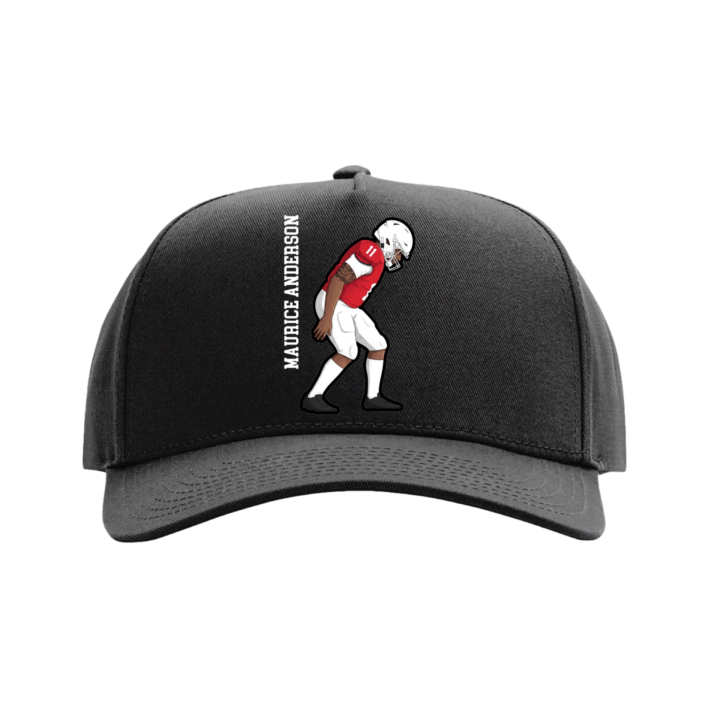 Full Fabric Five-Panel Champ Cap — Name Vertical in Black