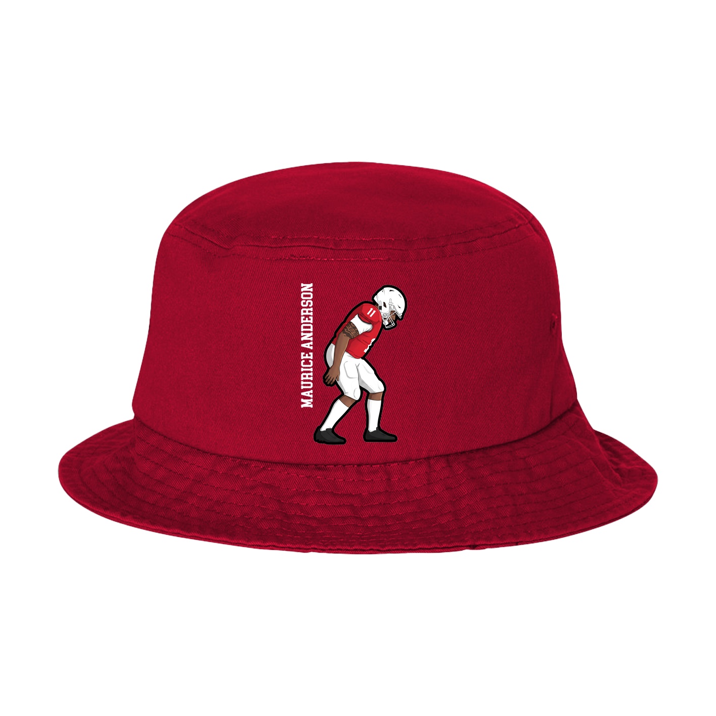 Bucket Cap — Name Vertical in Red