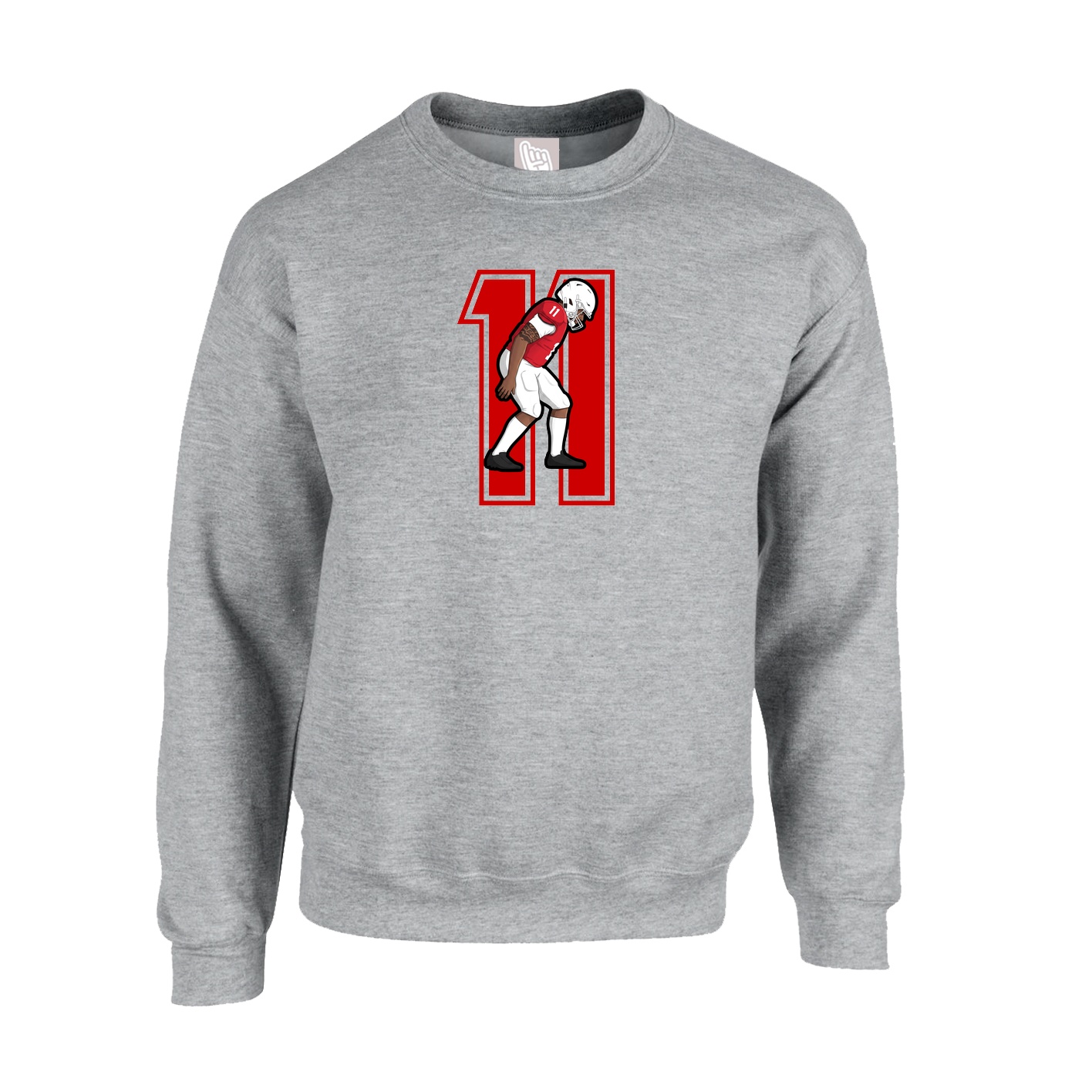 Fleece Crew — Number in Grey