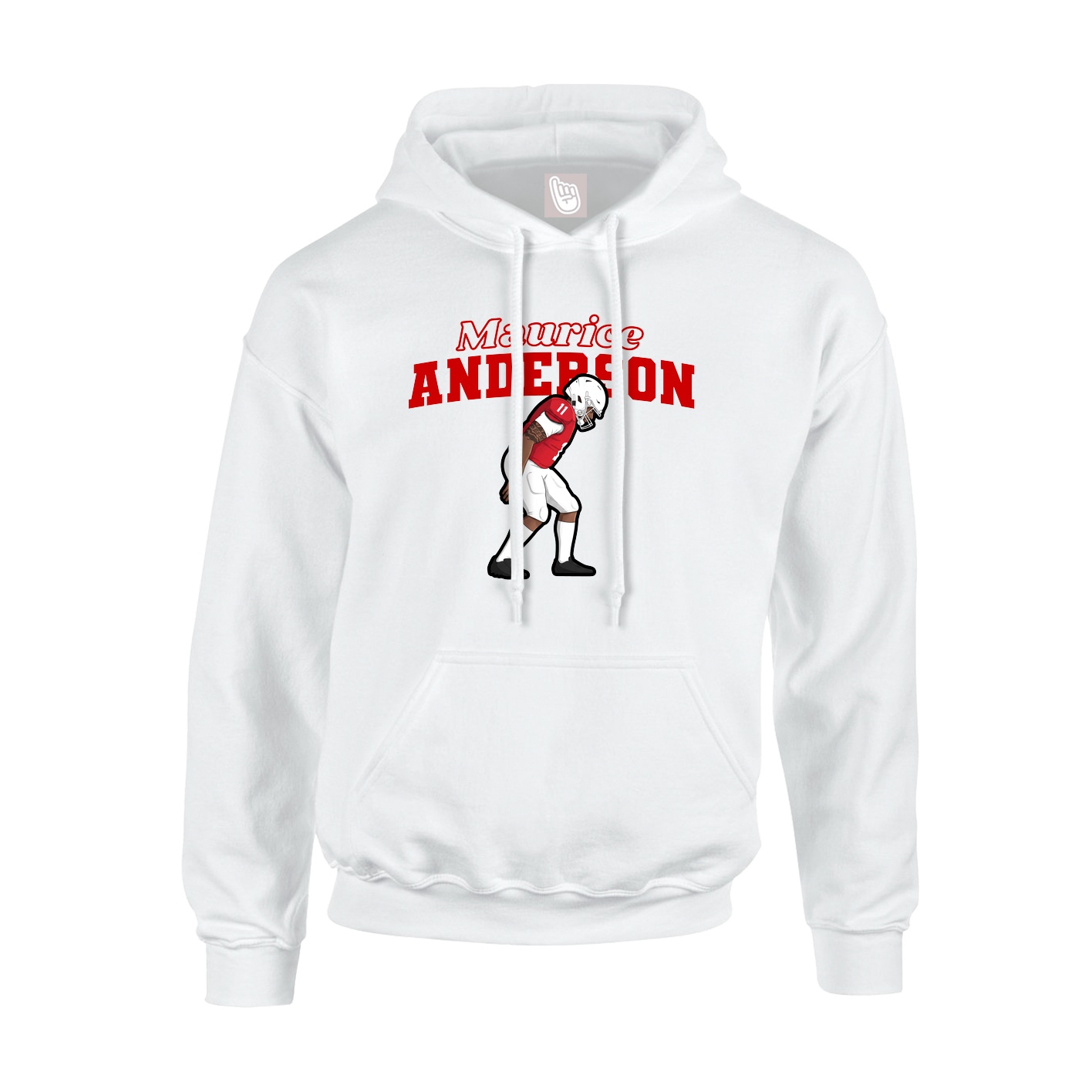 Youth Hoodie — Name Arch in White