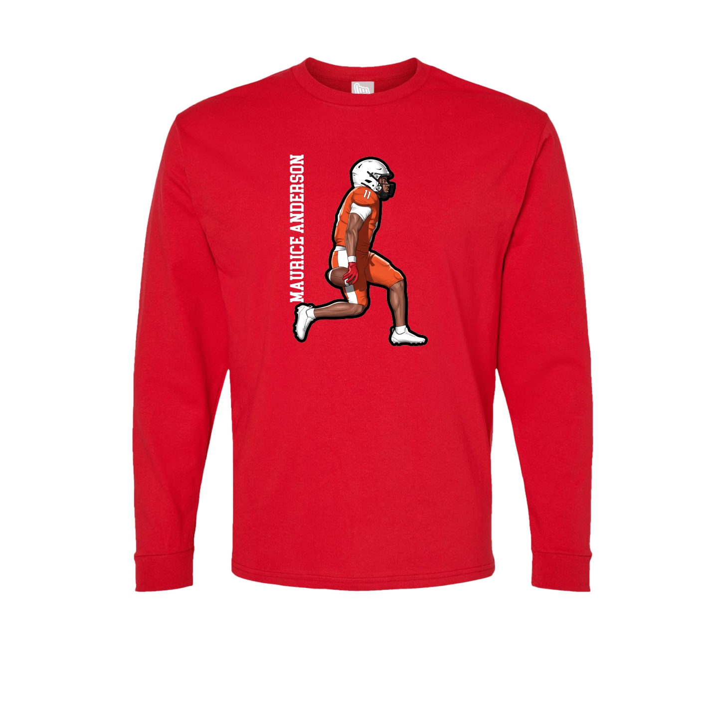 Long Sleeve Tee — Name Vertical in Red