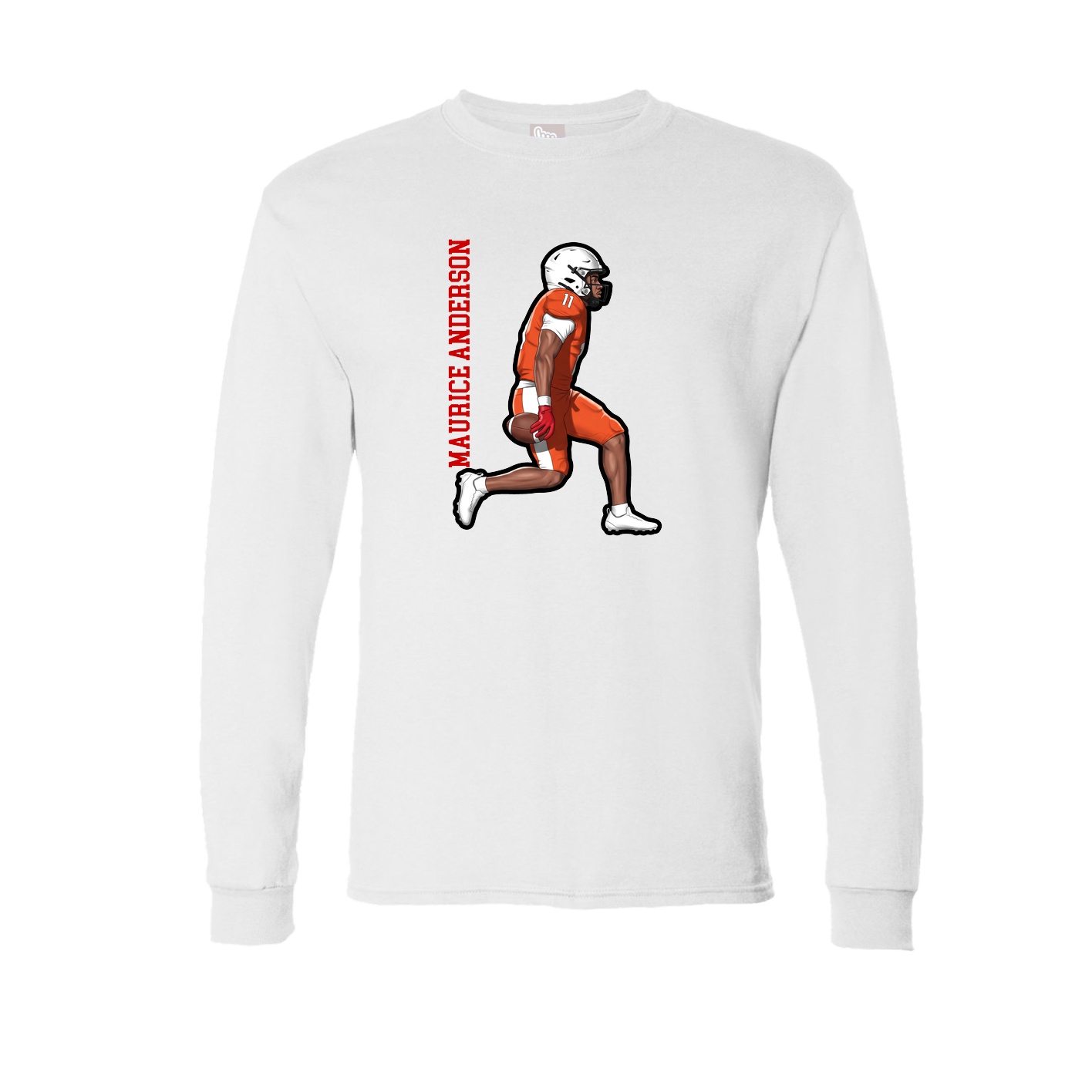 Long Sleeve Tee — Name Vertical in White