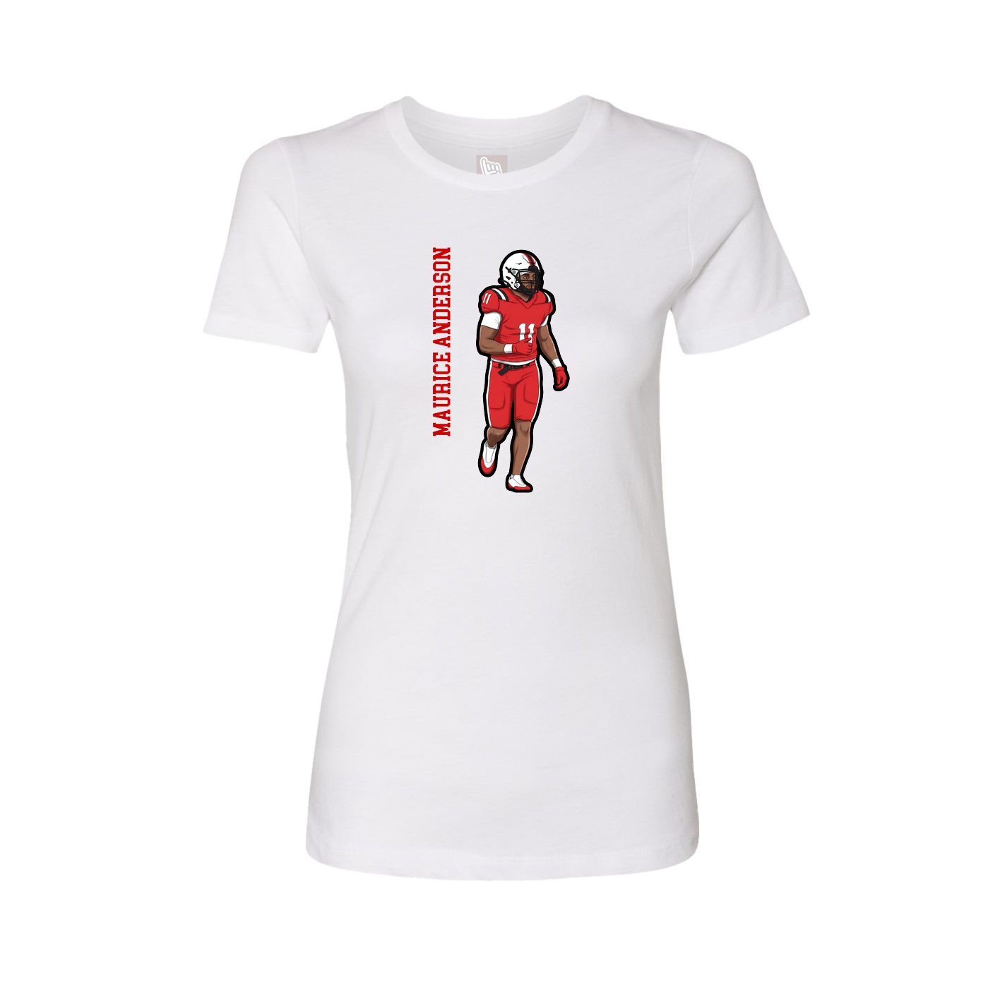 Womens Tee — Name Vertical in White