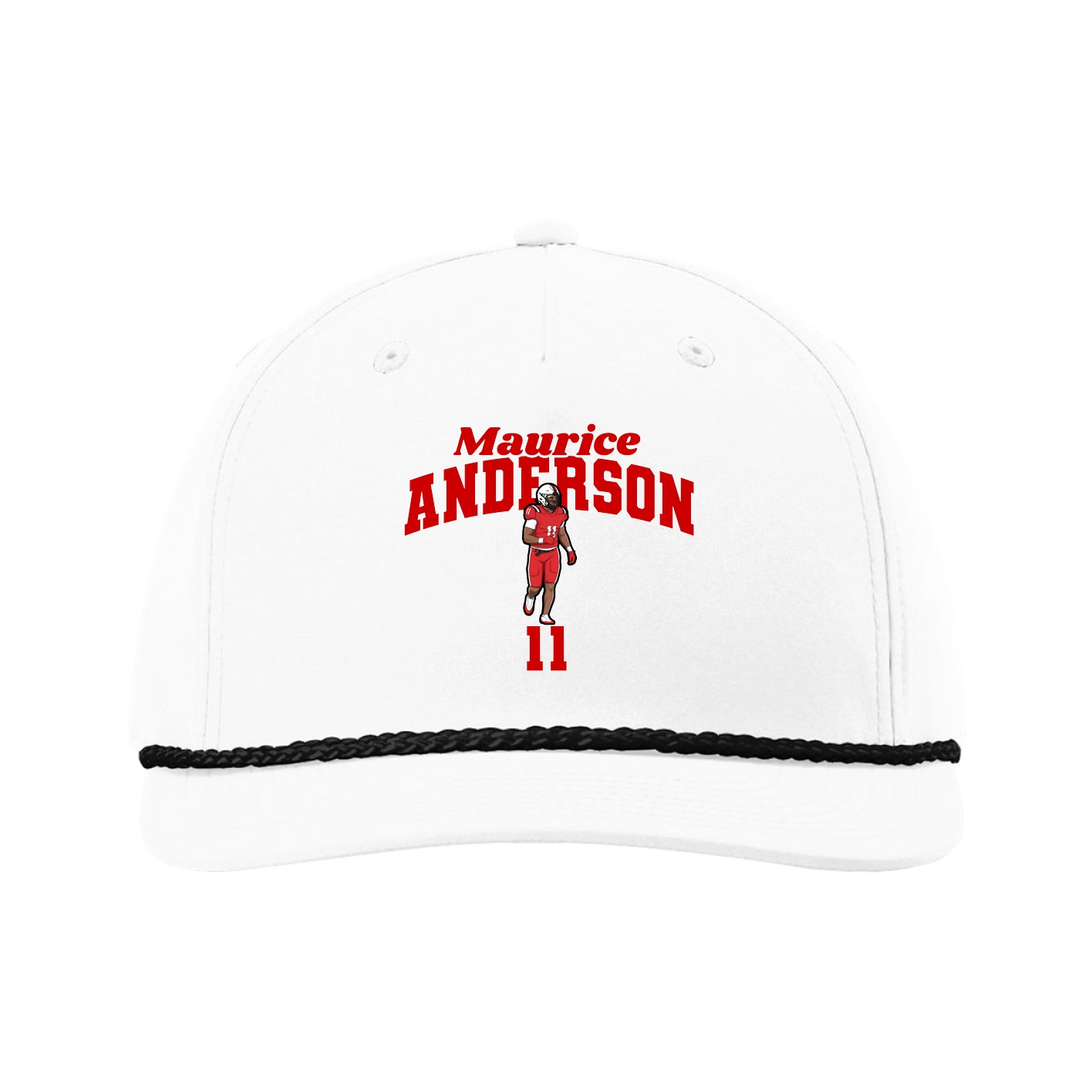 Five-Panel Classic Rope Cap — Signature Arch in White