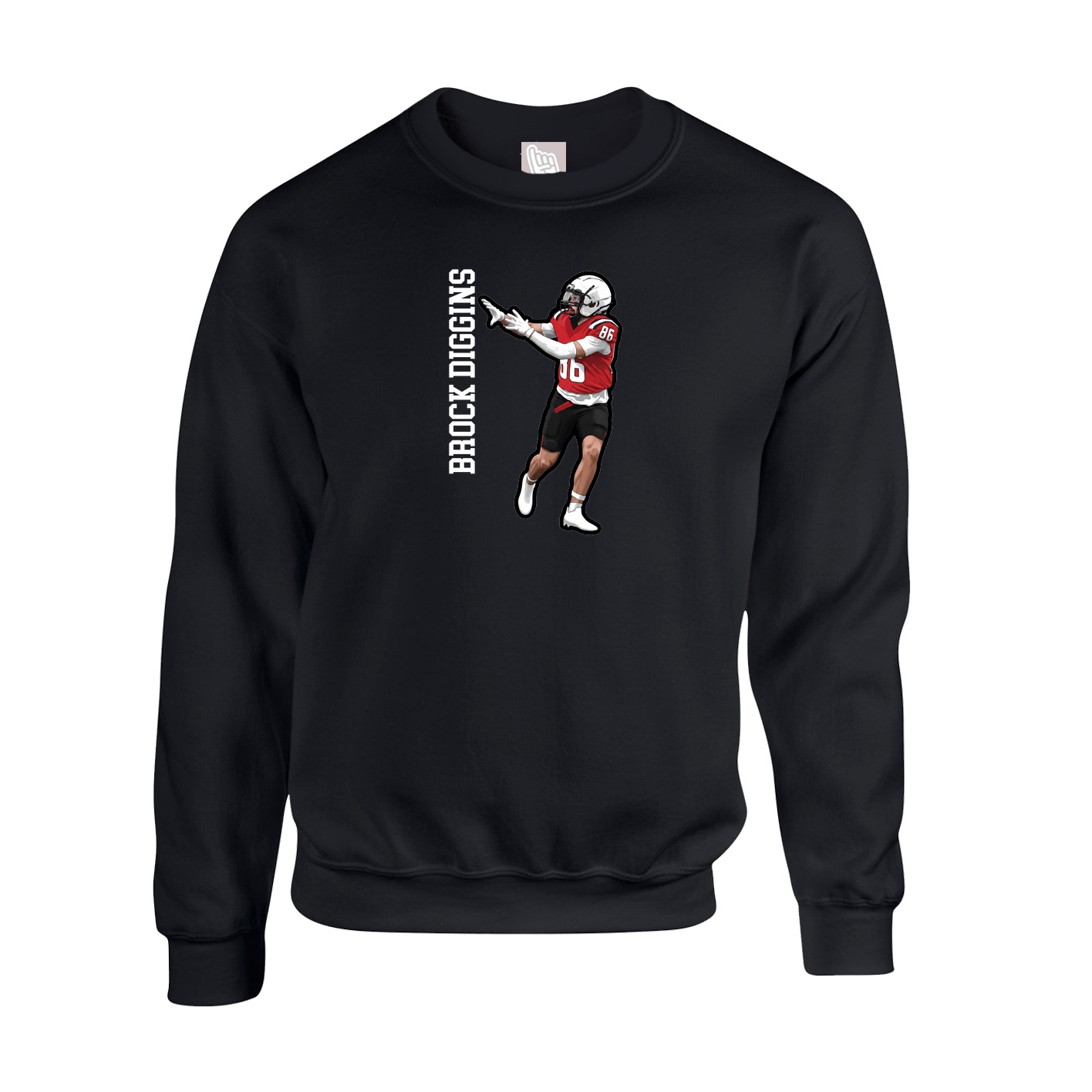 Fleece Crew — Name Vertical in Black