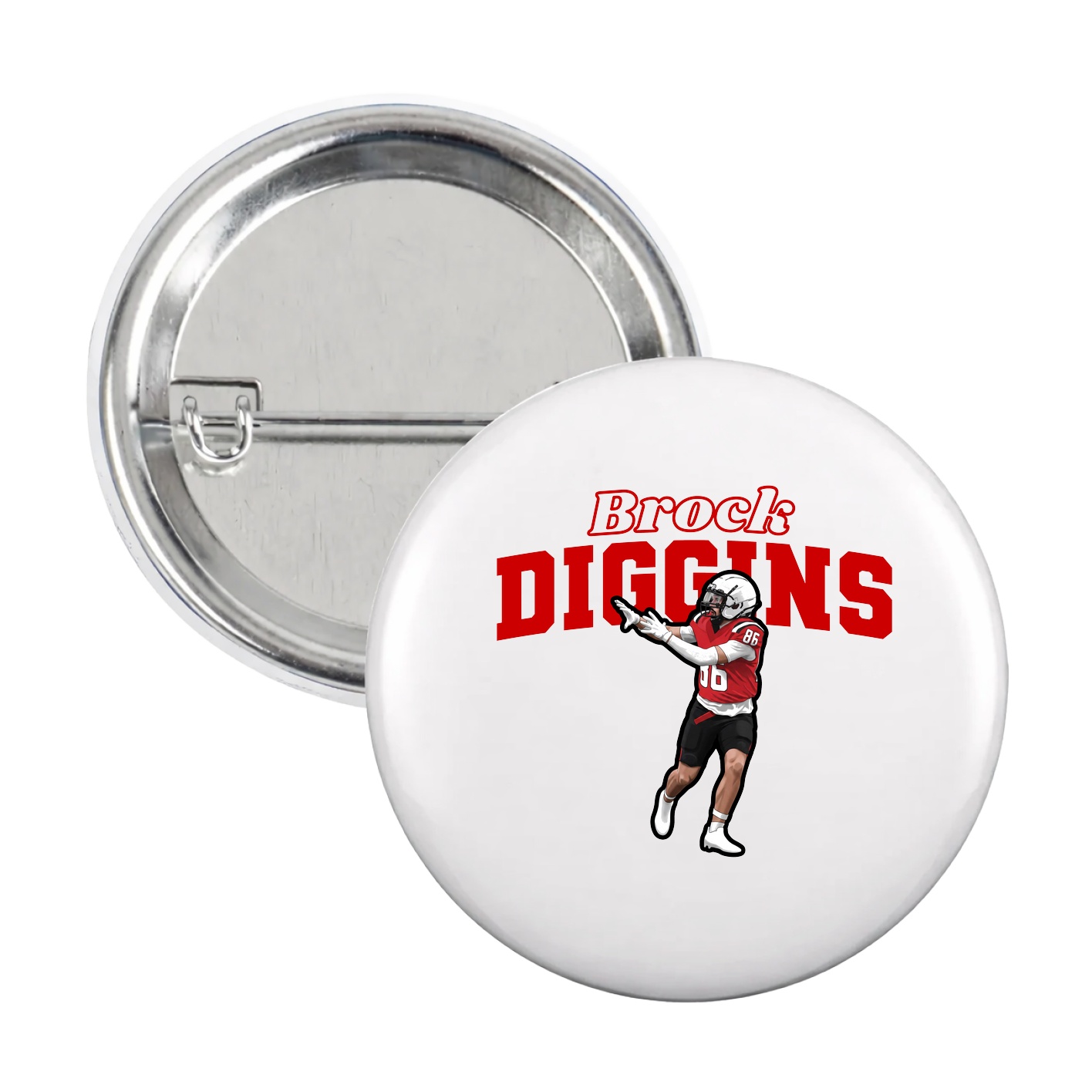 Game Day Button — Name Arch in White