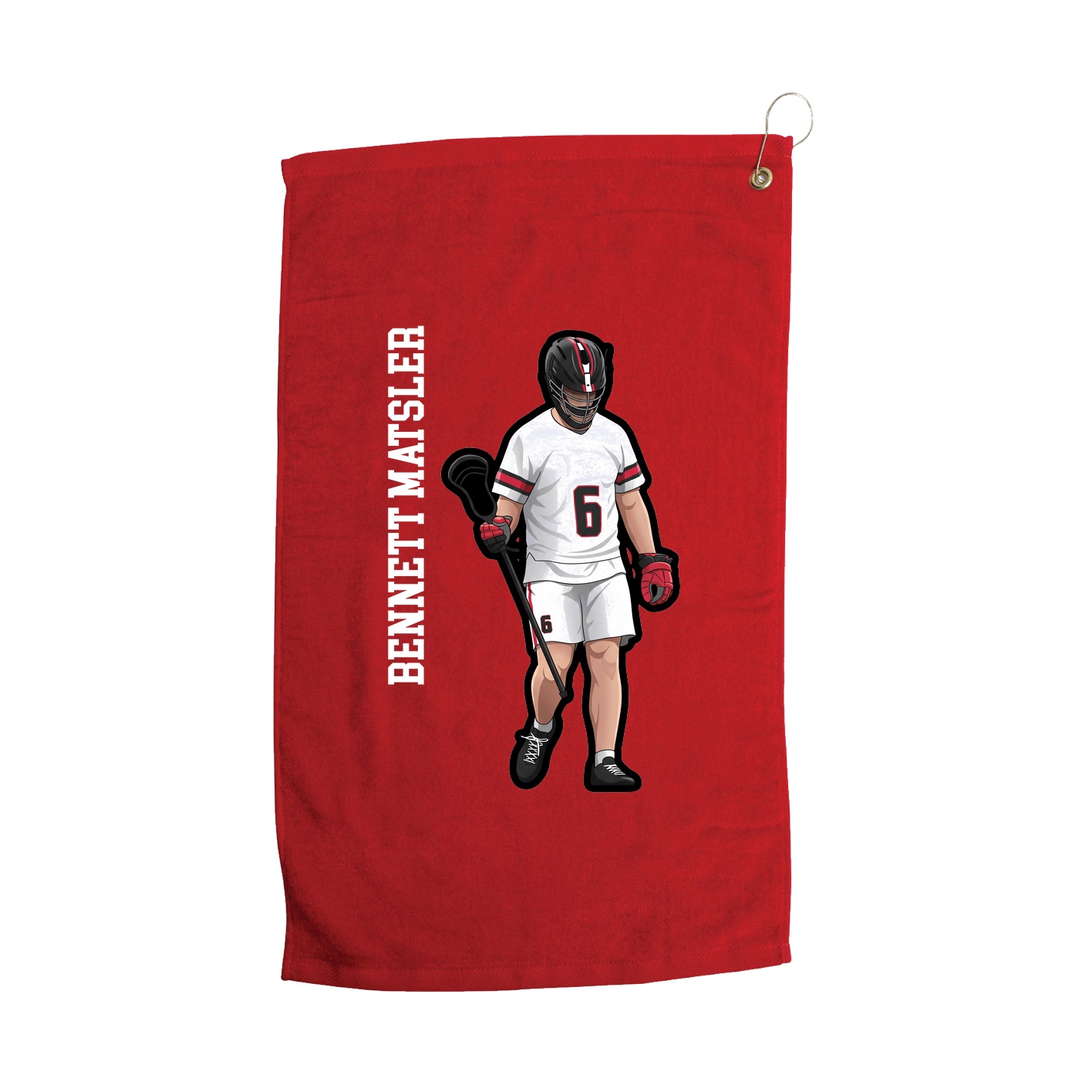 Golf Towel — Name Vertical in Red