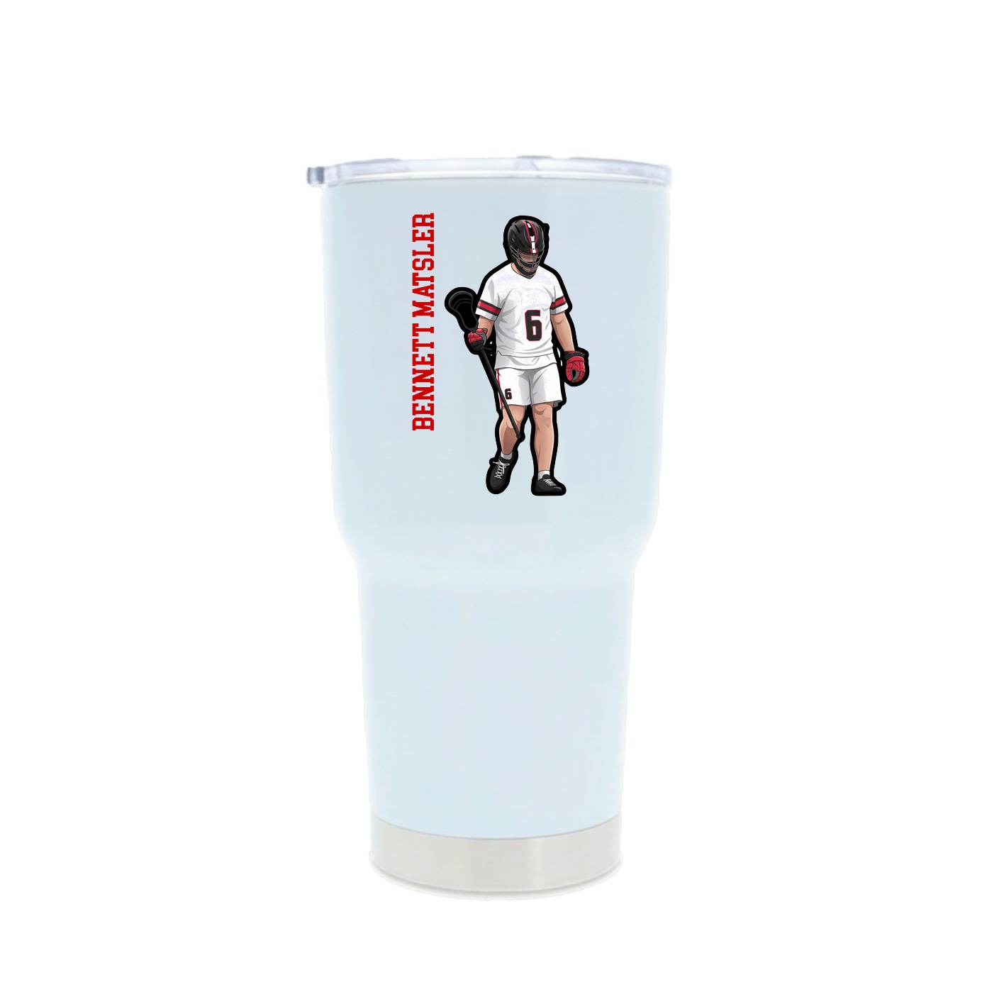 30oz Stainless Steel Tumbler — Name Vertical in White