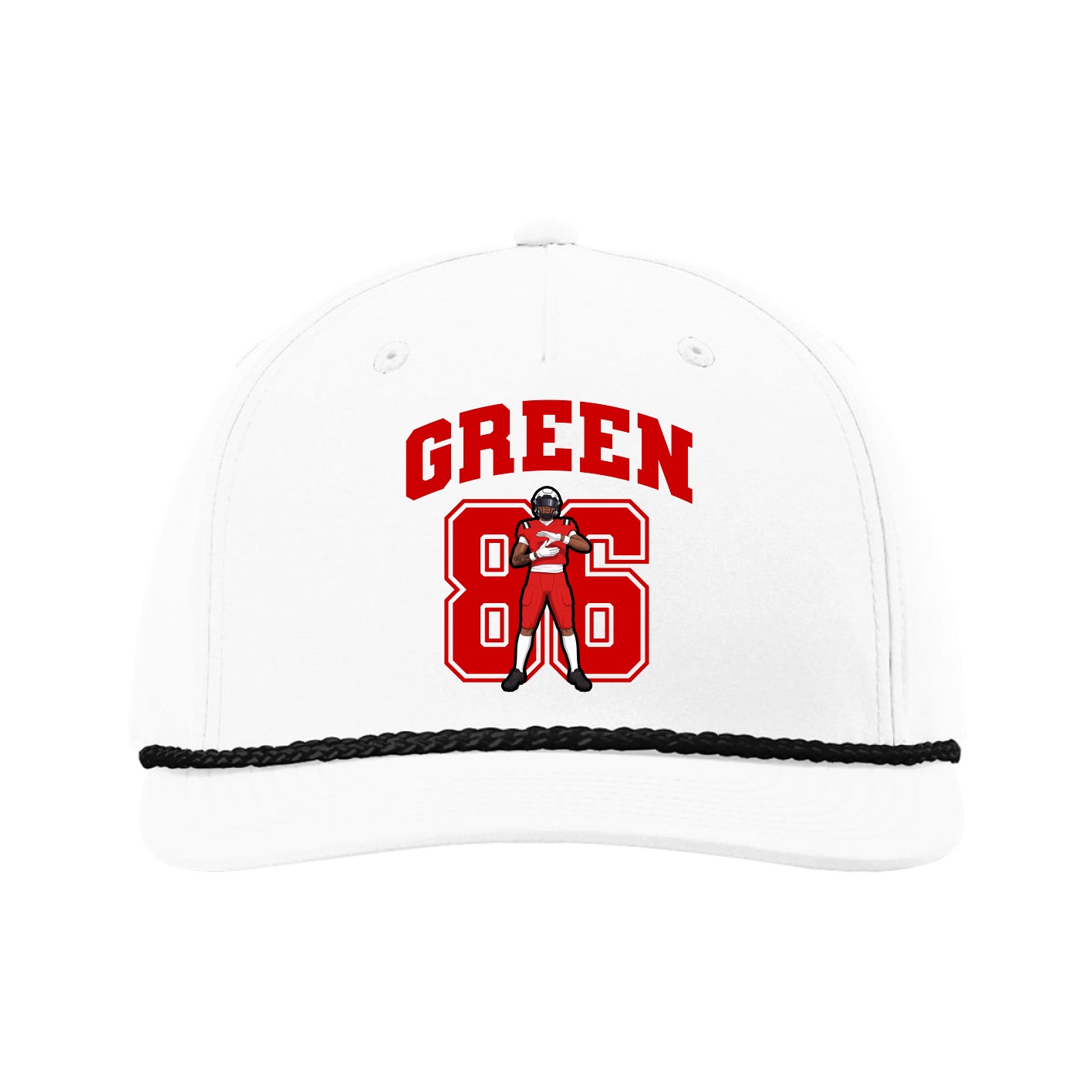 Five-Panel Classic Rope Cap — Number in White