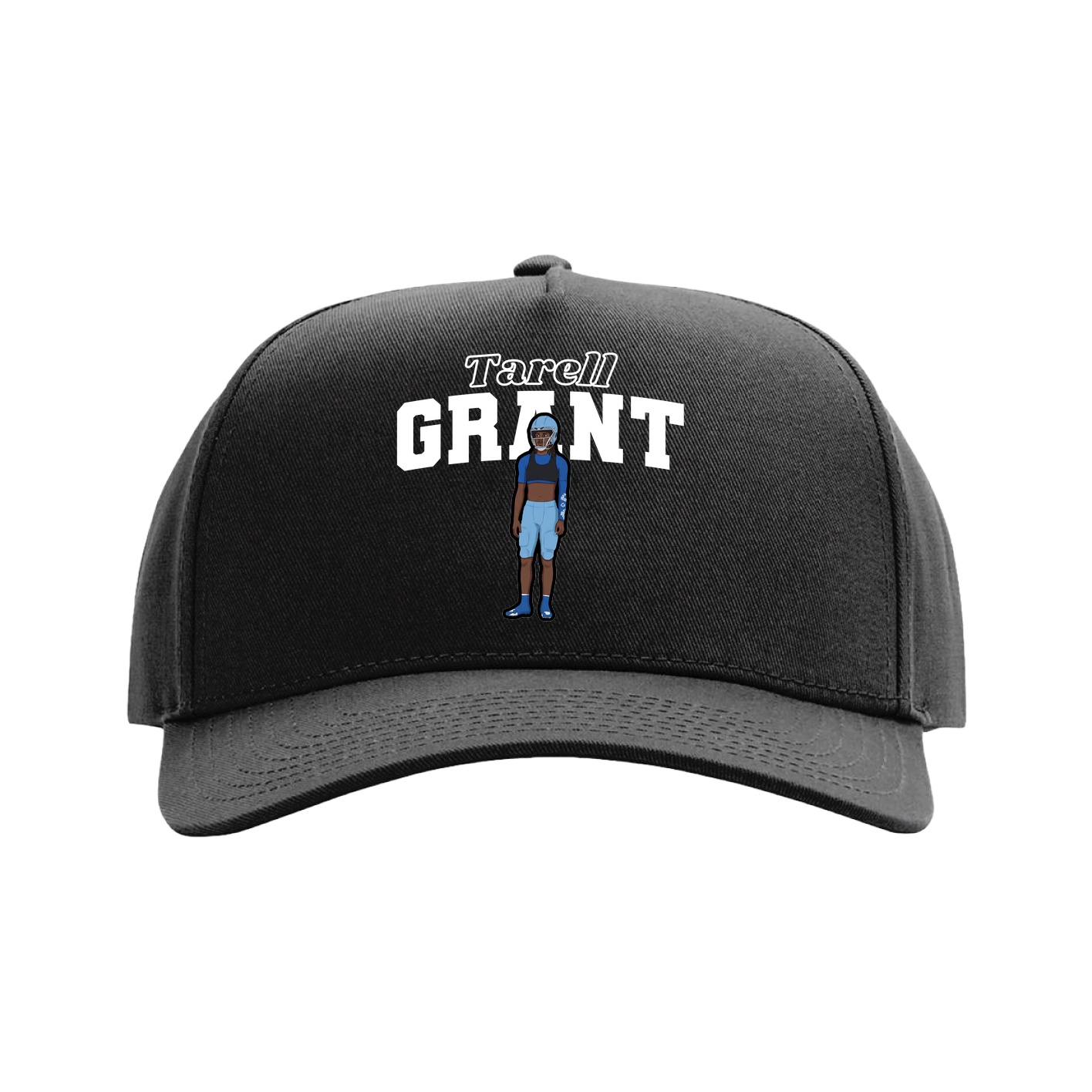 Full Fabric Five-Panel Champ Cap — Name Arch in Black