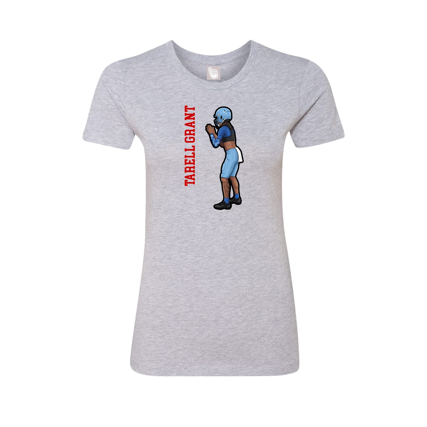 Fitted Women's Tee — Name Vertical in Grey