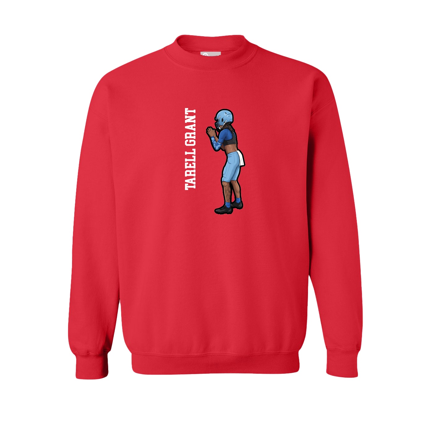 Fleece Crew — Name Vertical in Red