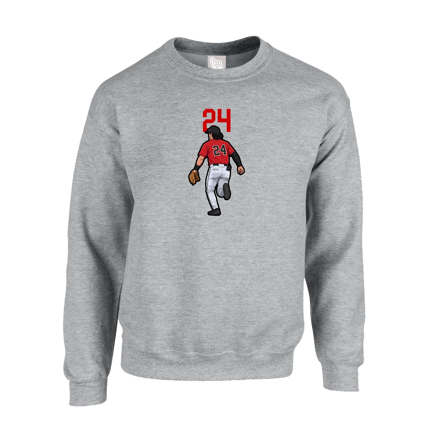 Fleece Crew — Number Top in Grey