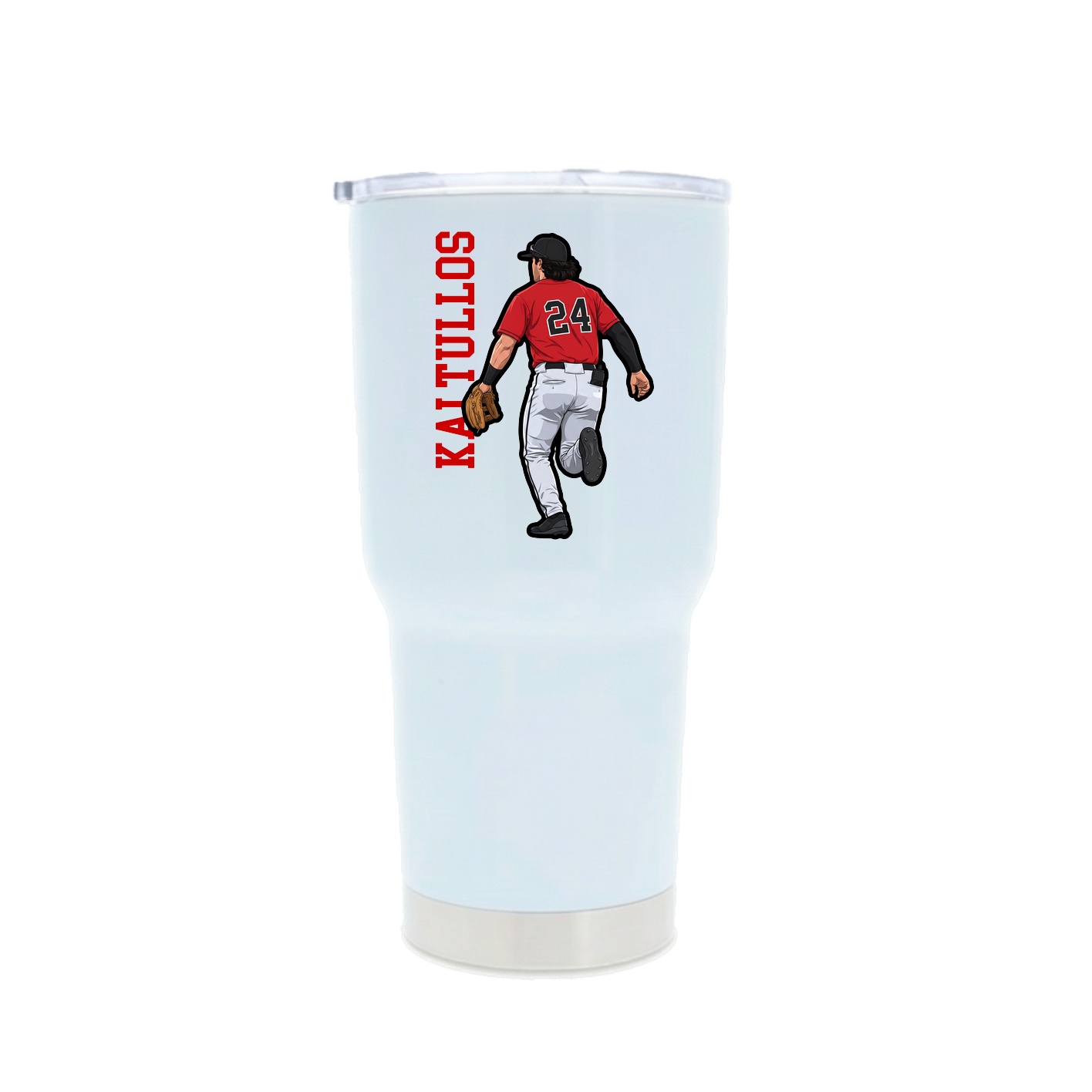 30oz Stainless Steel Tumbler — Name Vertical in White
