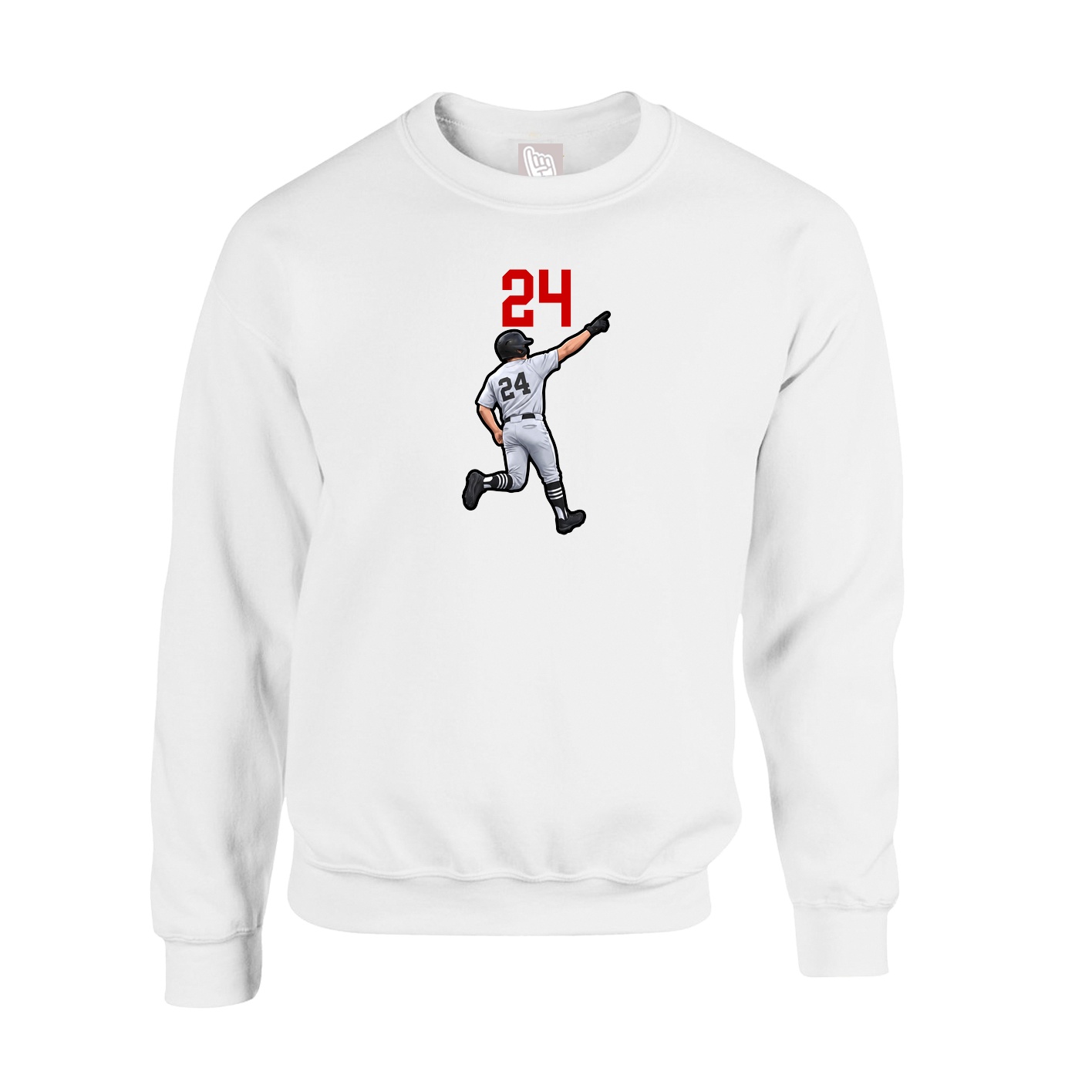 Fleece Crew — Number Top in White