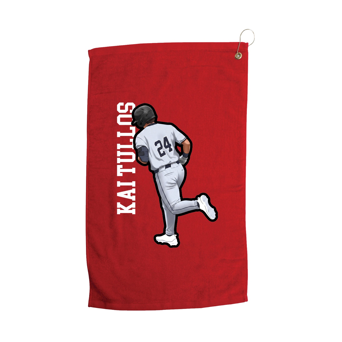 Golf Towel — Name Vertical in Red