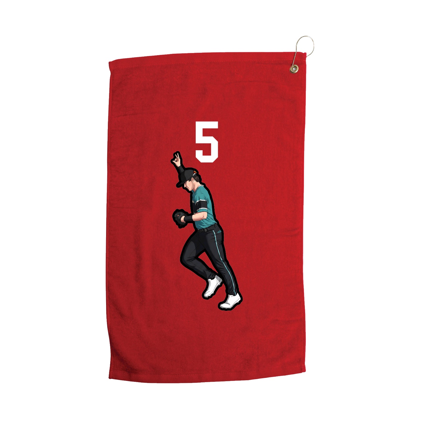 Golf Towel — Number Top in Red