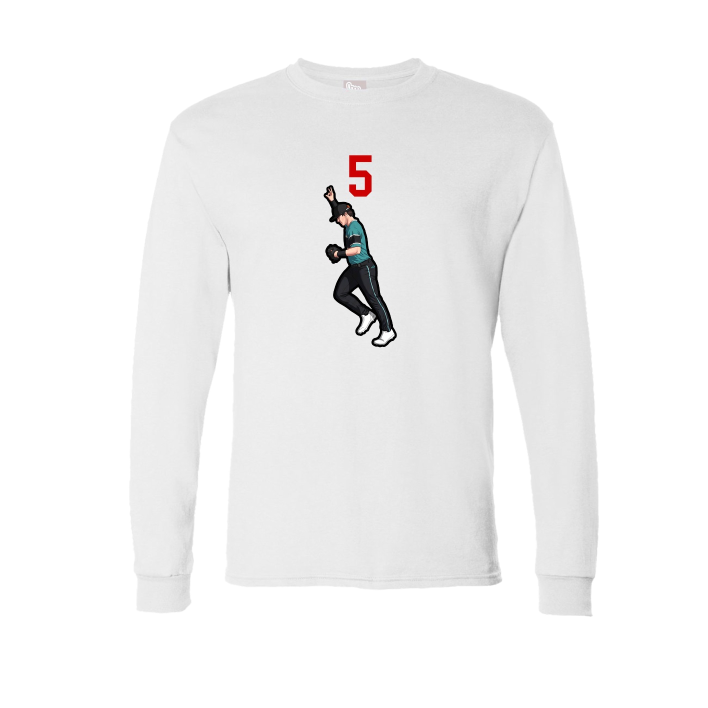 Long Sleeve Tee — Number Top in White