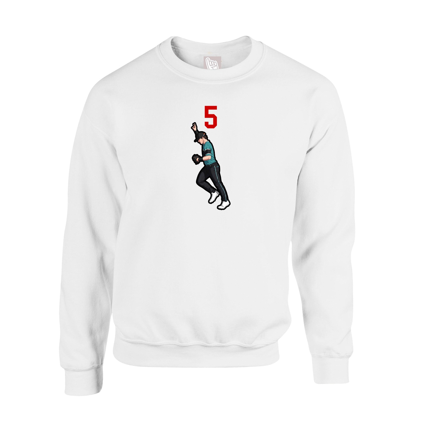 Fleece Crew — Number Top in White