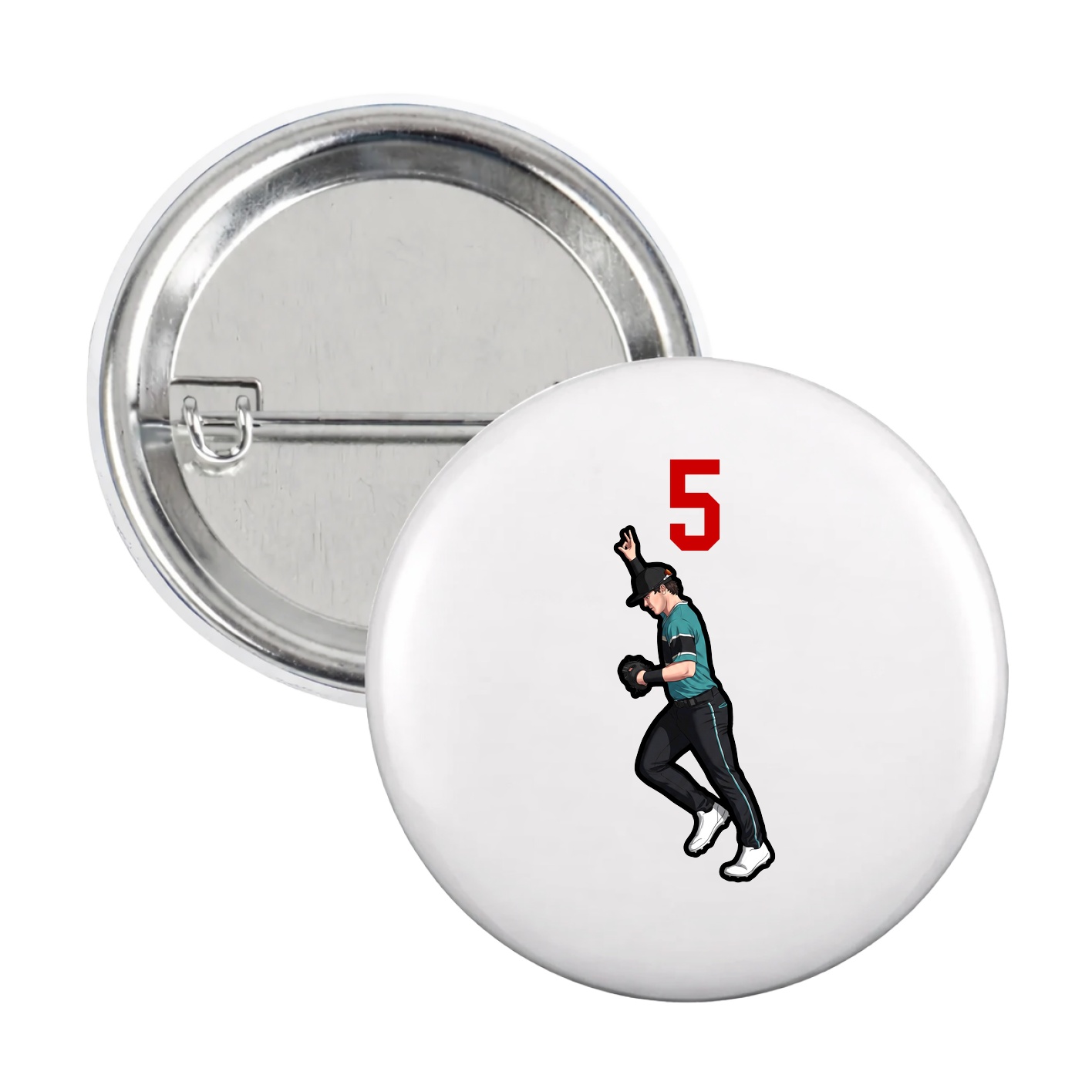 Game Day Button — Number Top in White
