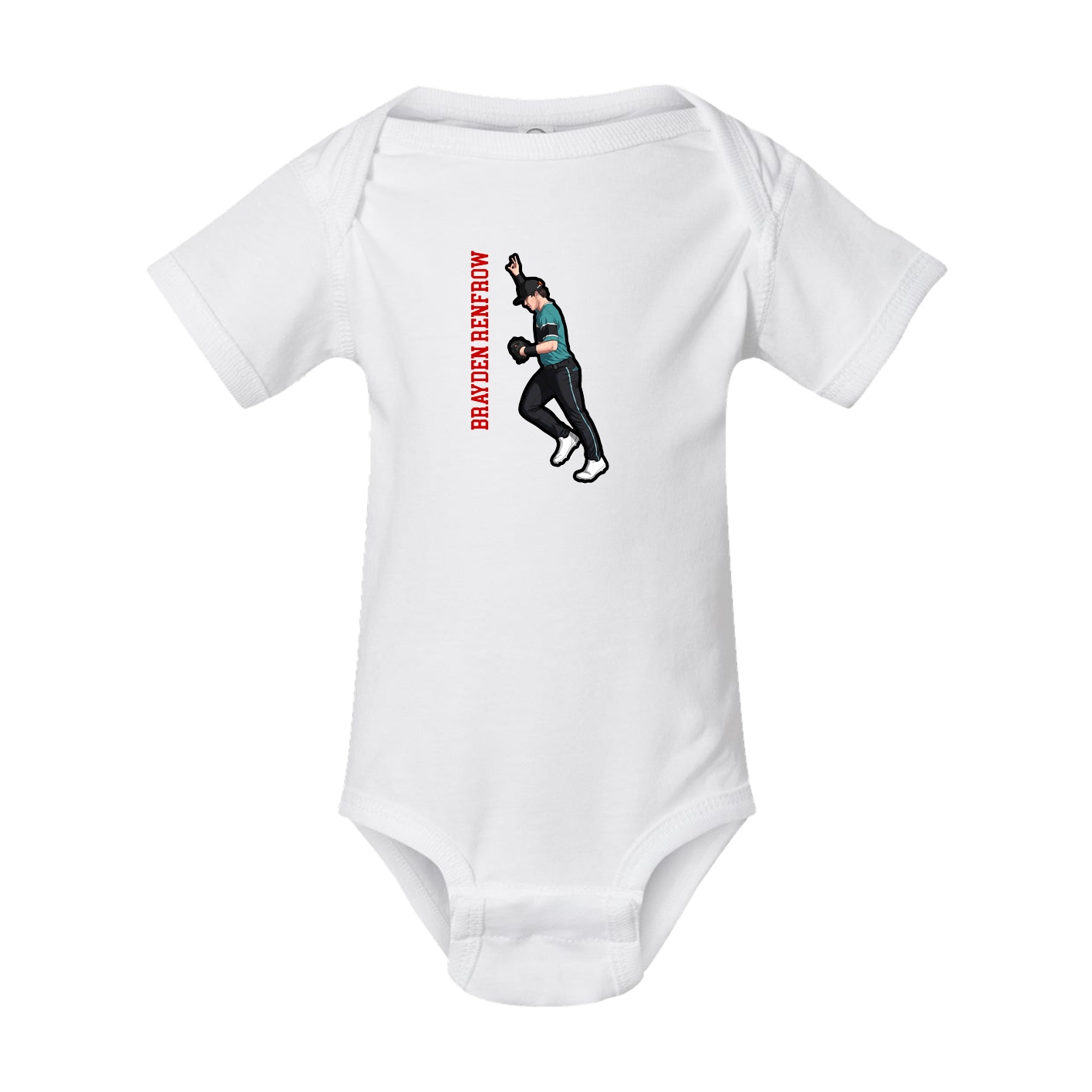 Baby Onesie — Name Vertical in White