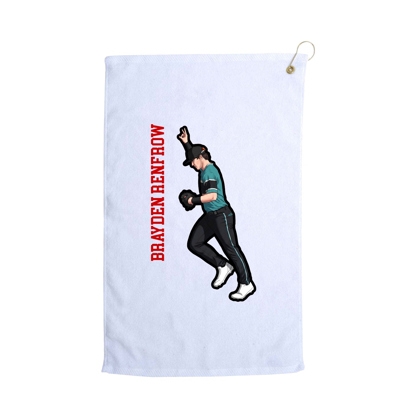 Golf Towel — Name Vertical in White