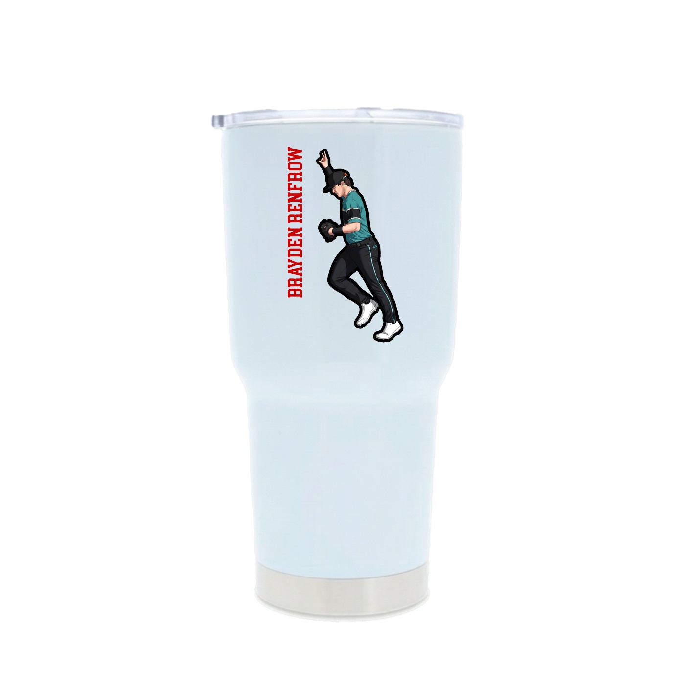 30oz Stainless Steel Tumbler — Name Vertical in White