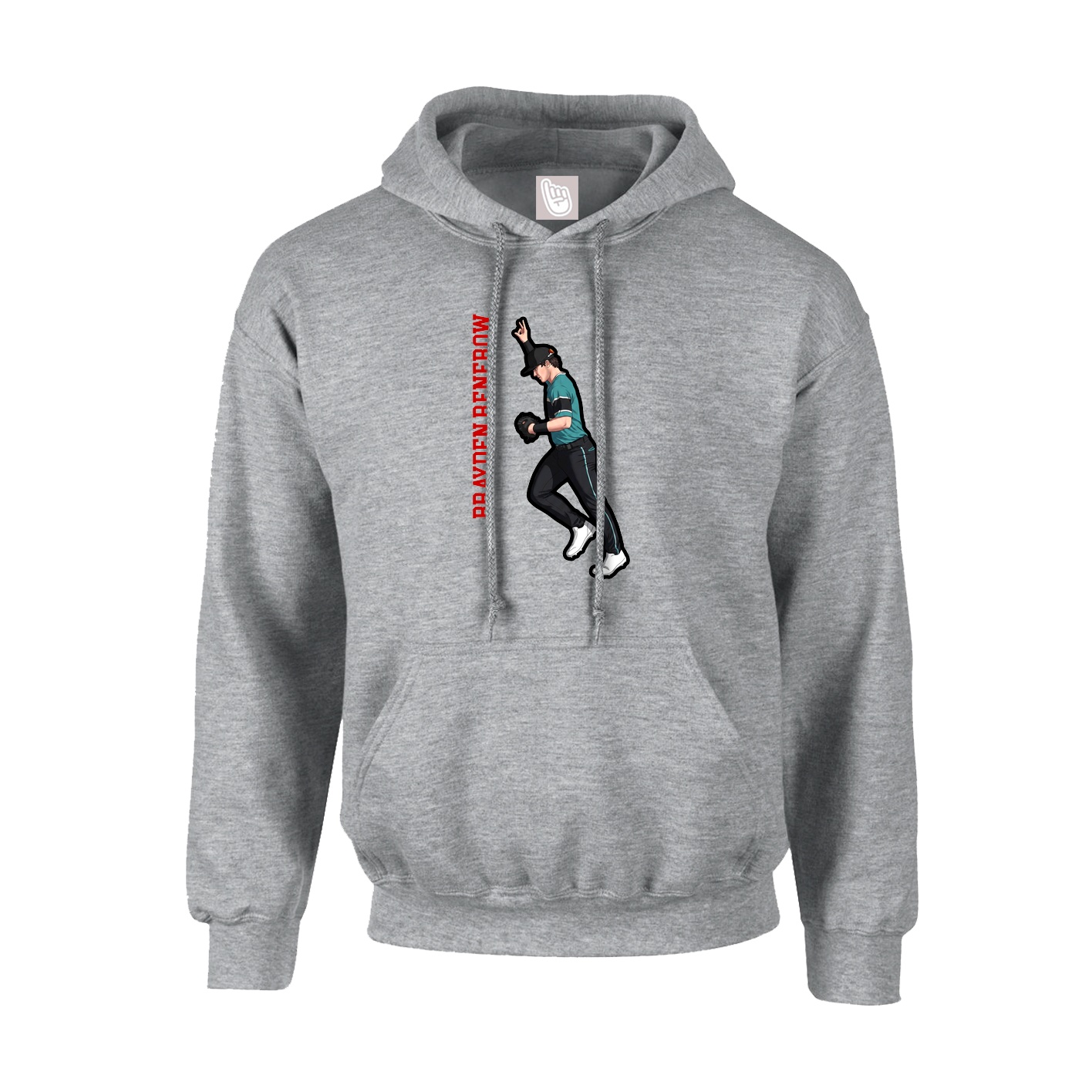 Youth Hoodie — Name Vertical in Grey