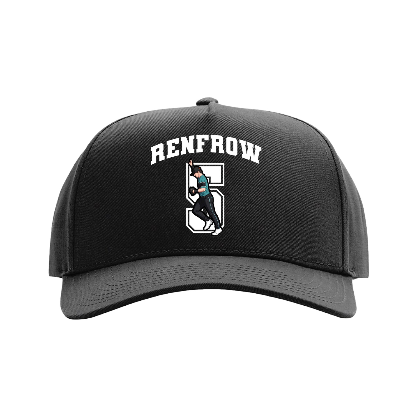 Full Fabric Five-Panel Champ Cap — Number in Black