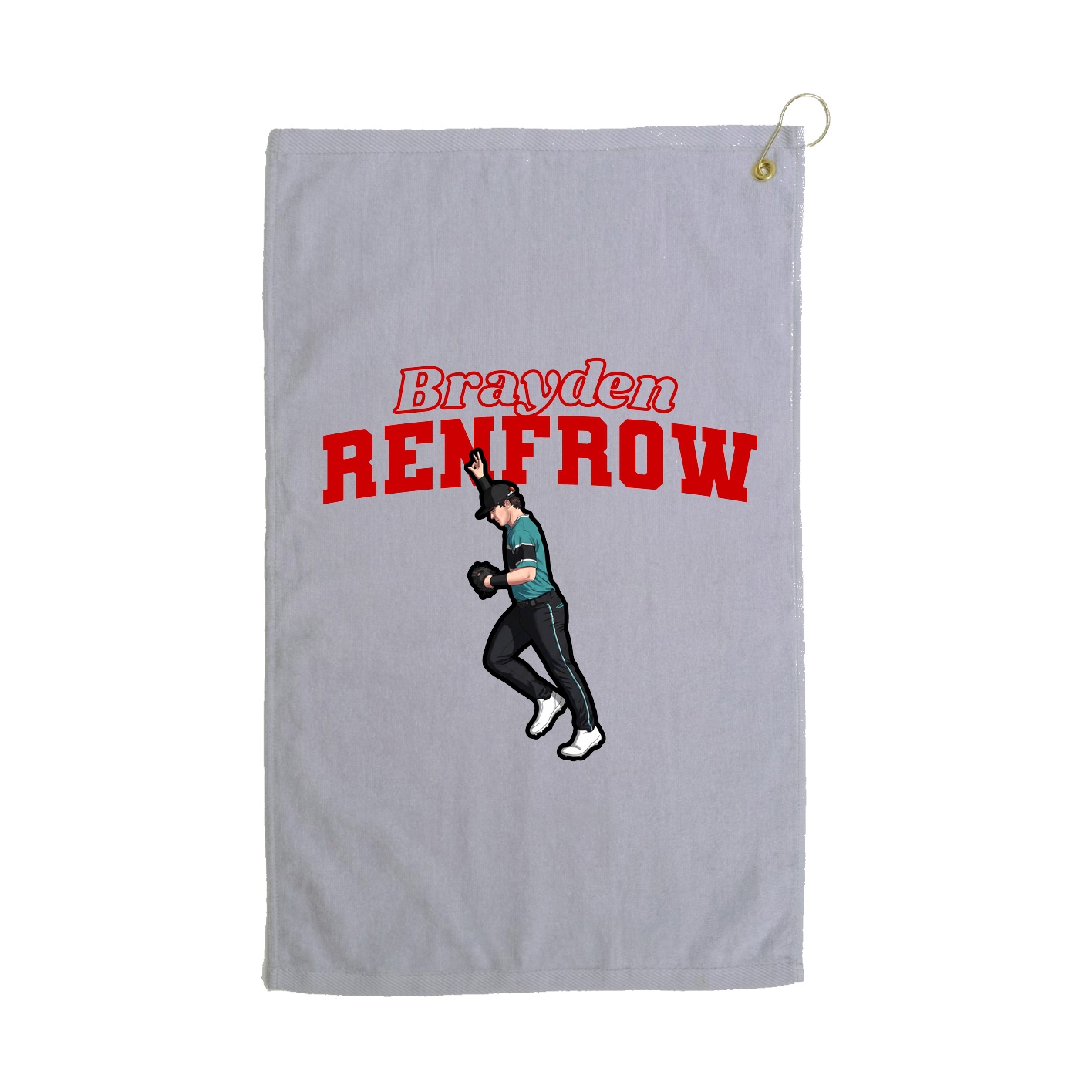 Golf Towel — Name Arch in Grey