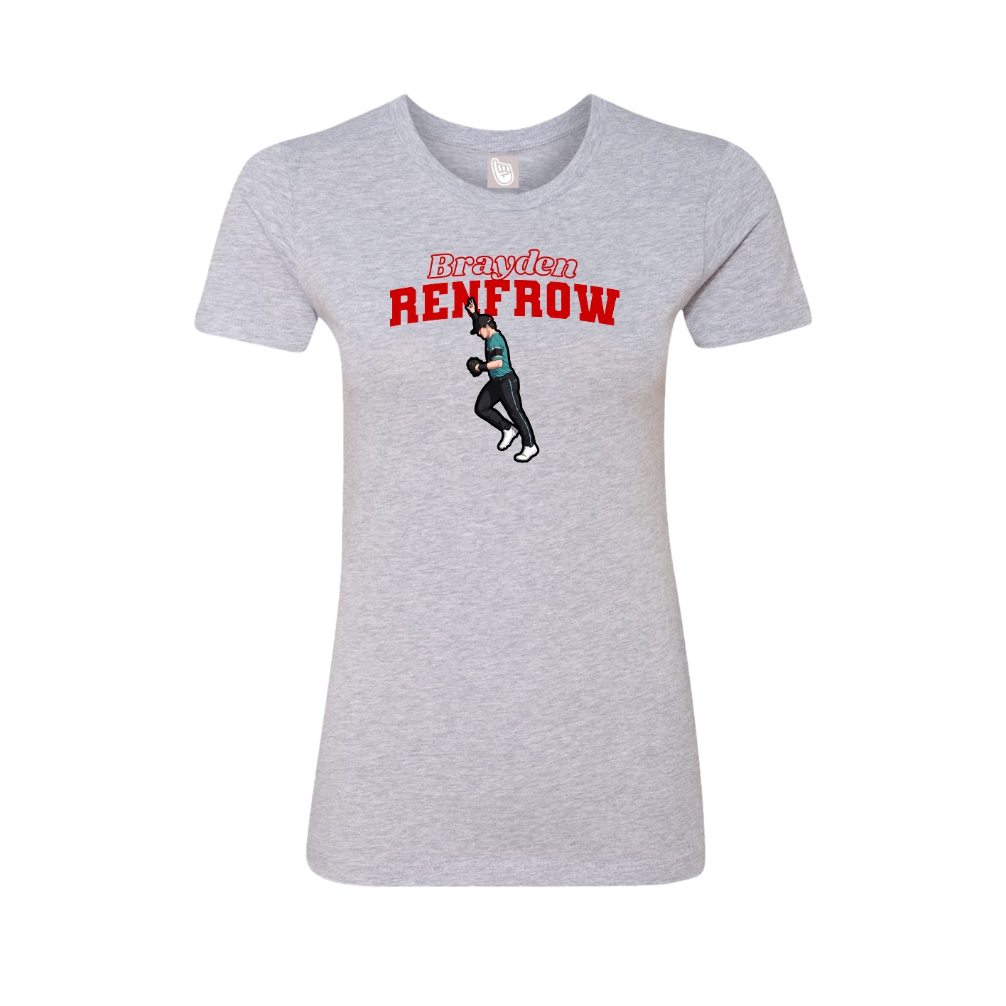 Fitted Women's Tee — Name Arch in Grey