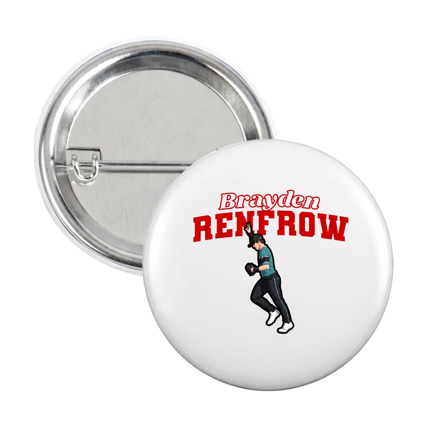 Game Day Button — Name Arch in White