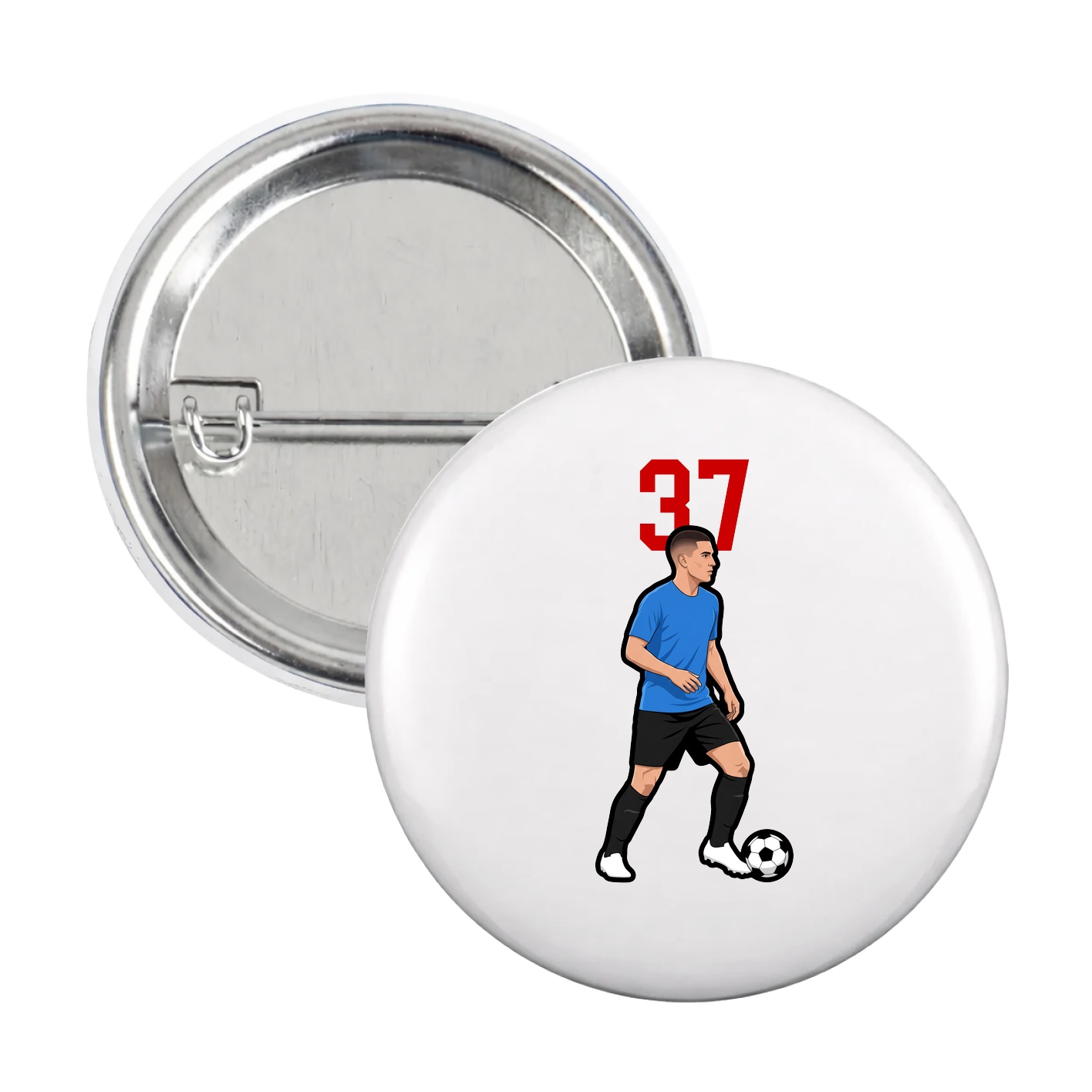 Game Day Button — Number Top in White