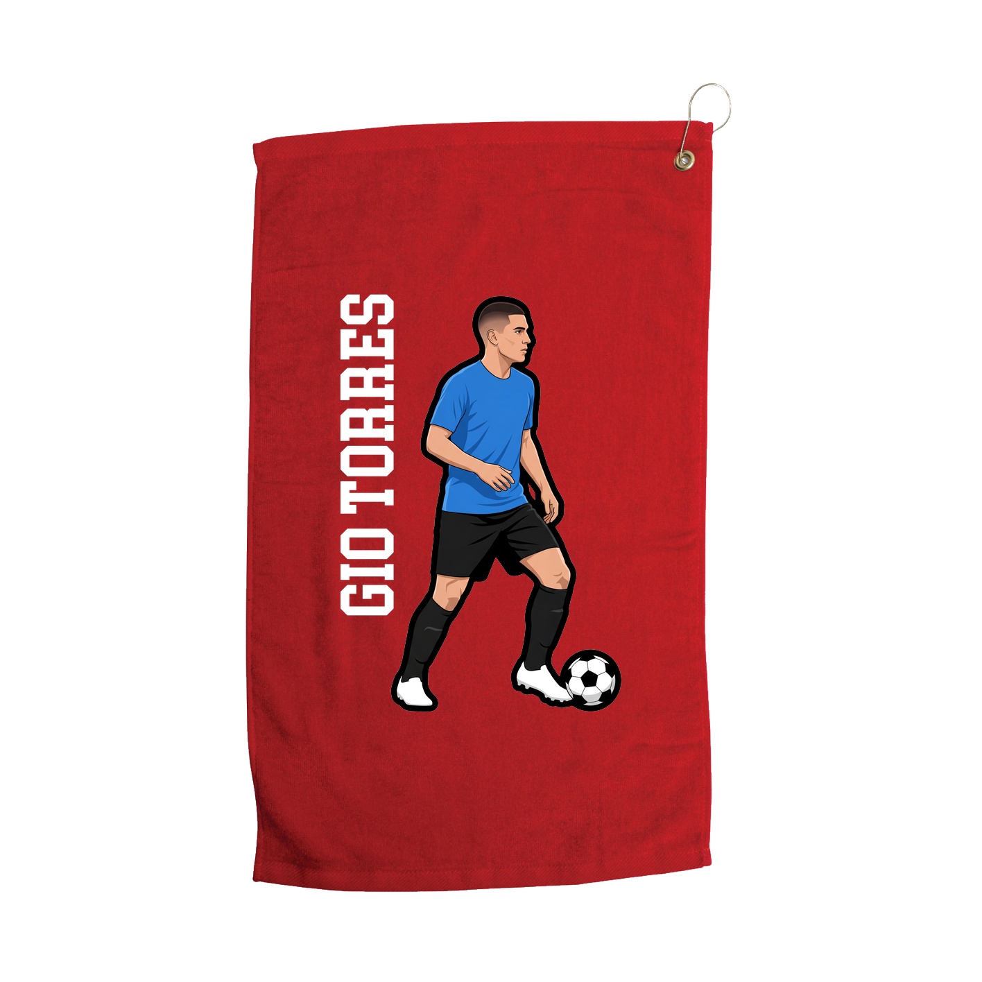 Golf Towel — Name Vertical in Red