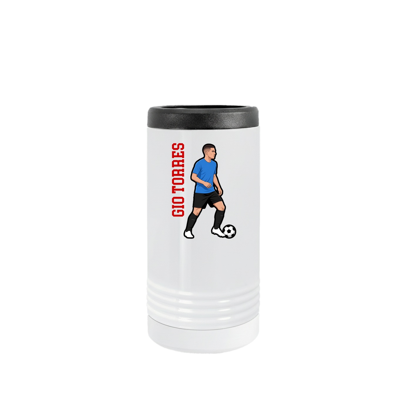 Slim Beverage Holder — Name Vertical in White