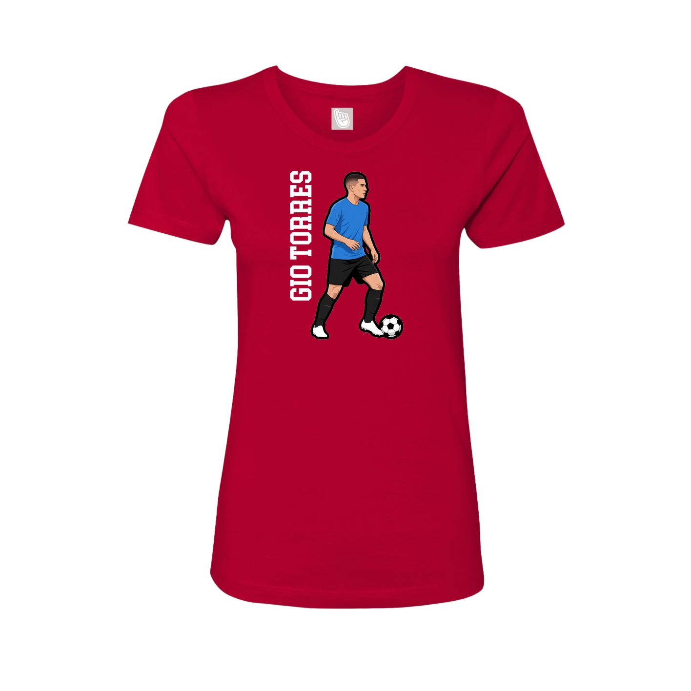 Fitted Women's Tee — Name Vertical in Red