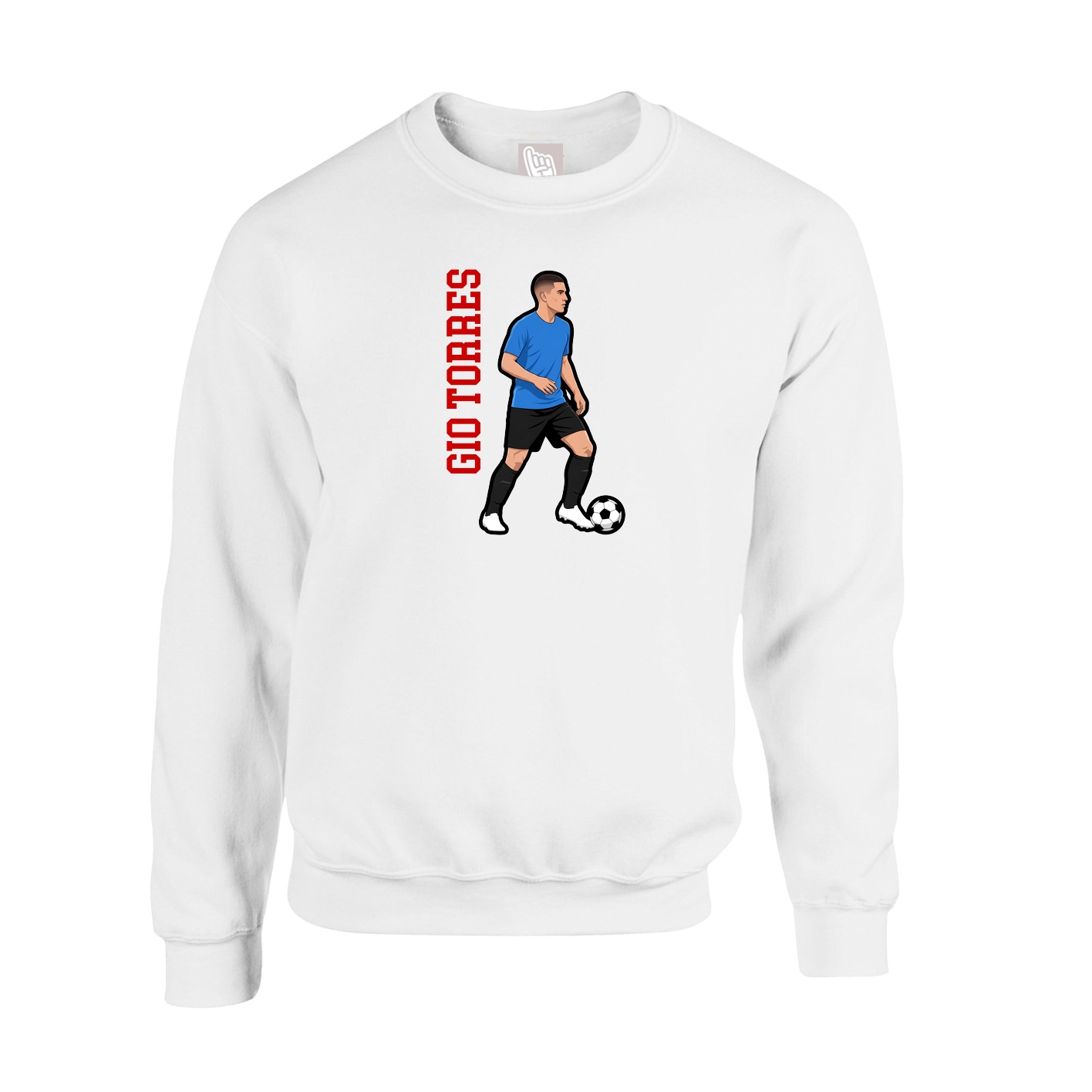 Fleece Crew — Name Vertical in White